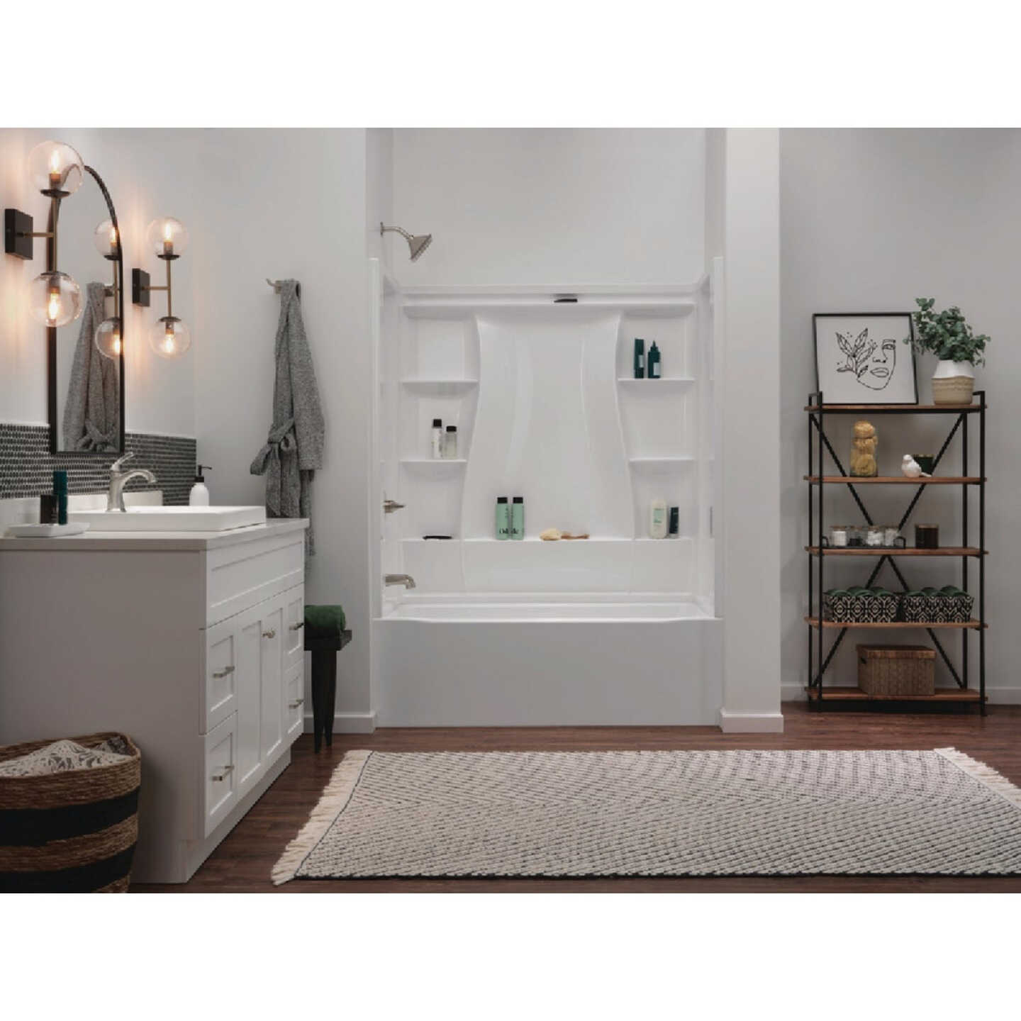 Delta Classic 500 60 In. L x 30 In. W x 61-1/4 In. H Alcove Tub Surround Kit, White (3-Piece) Image 3