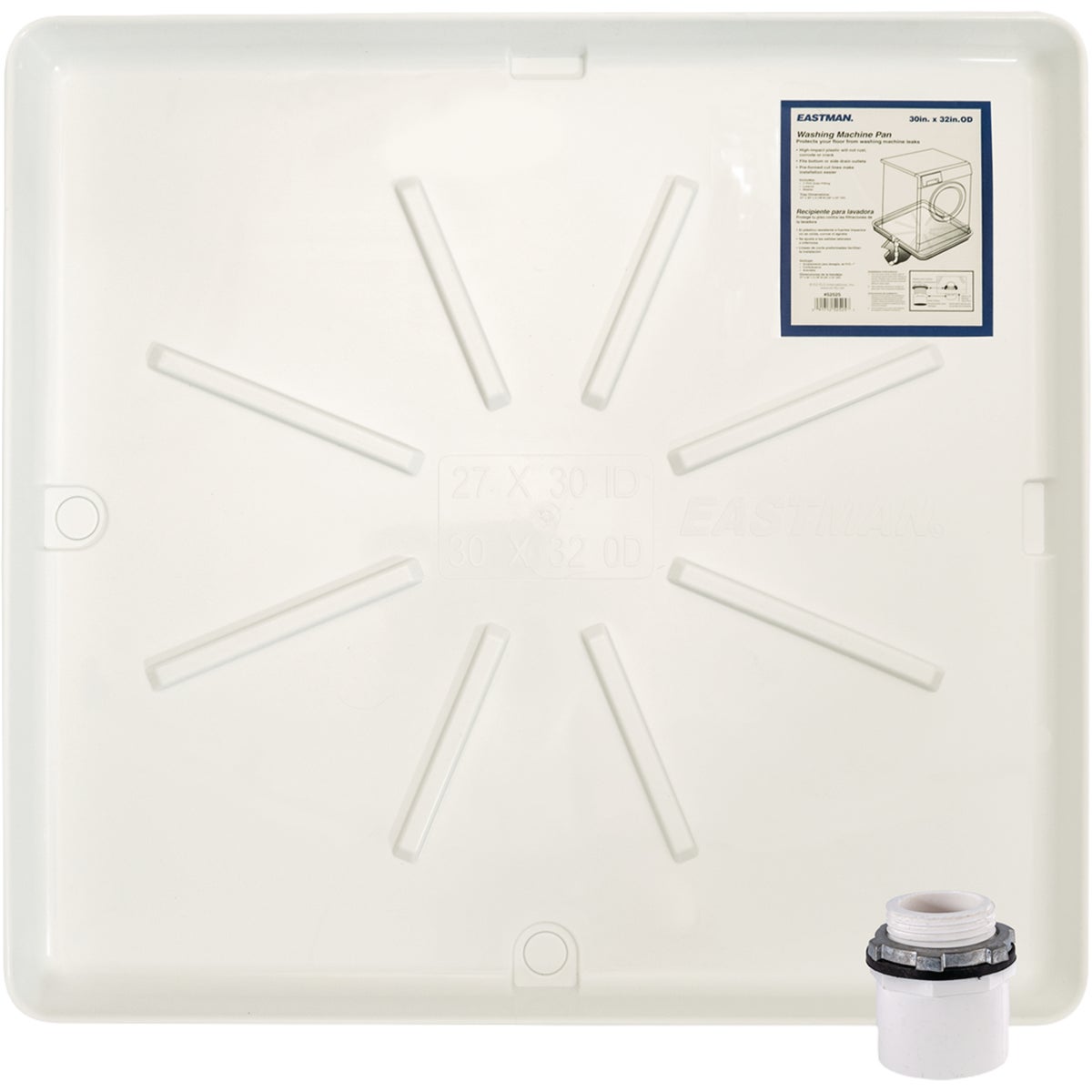 Eastman 30 In. x 32 In. OD White Washing Machine Drain Pan