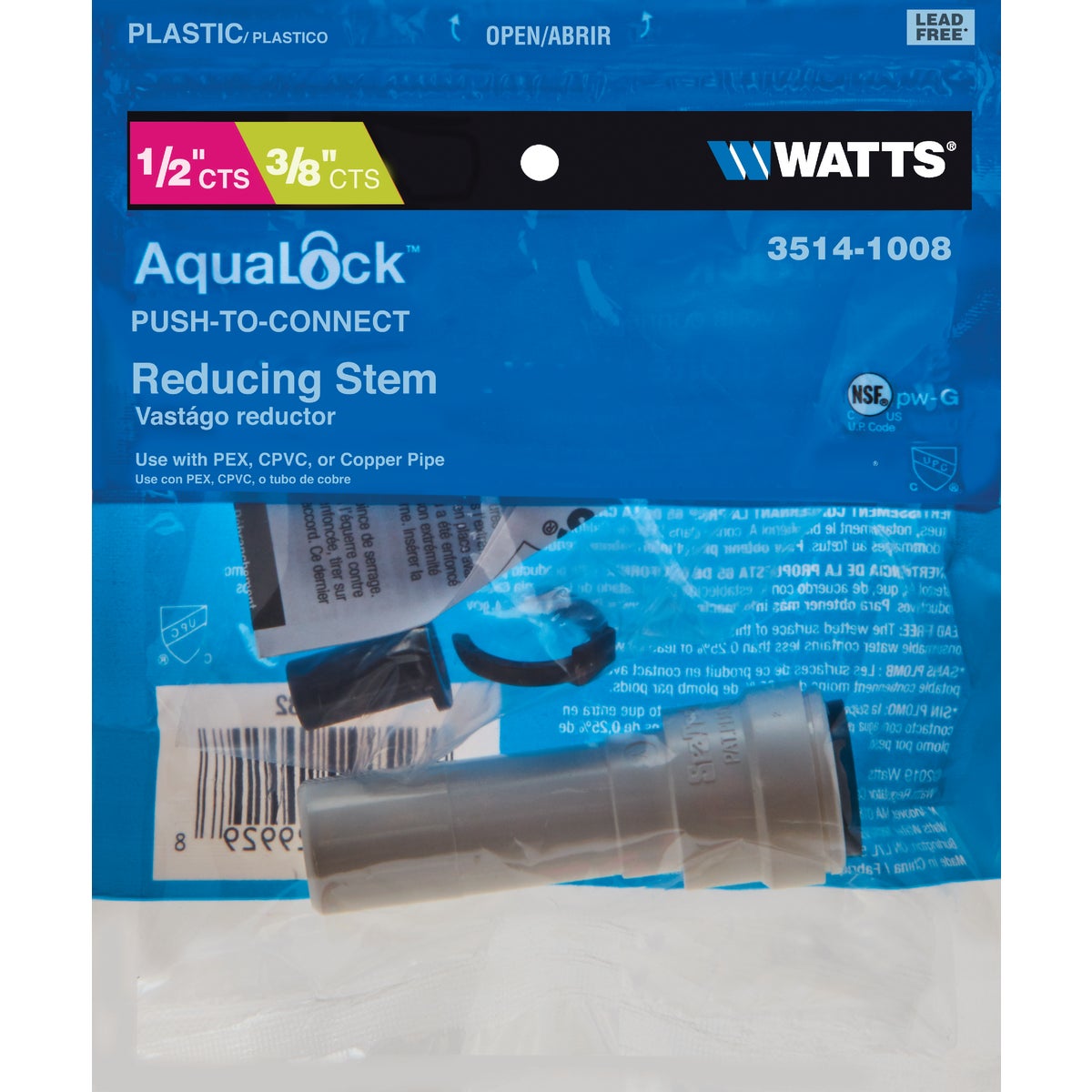 Watts 1/2 In. x 3/8 In. Quick Connect Stackable Plastic Coupling Image 2