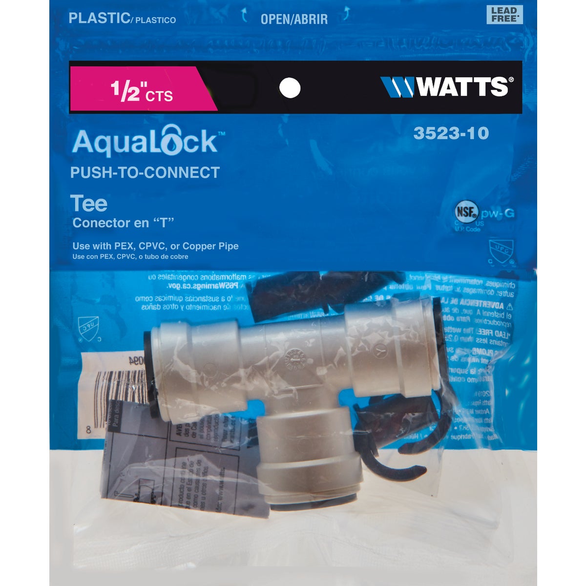 Watts 1/2 In. x 1/2 In. x 1/2 In. Quick Connect Plastic Tee Image 2