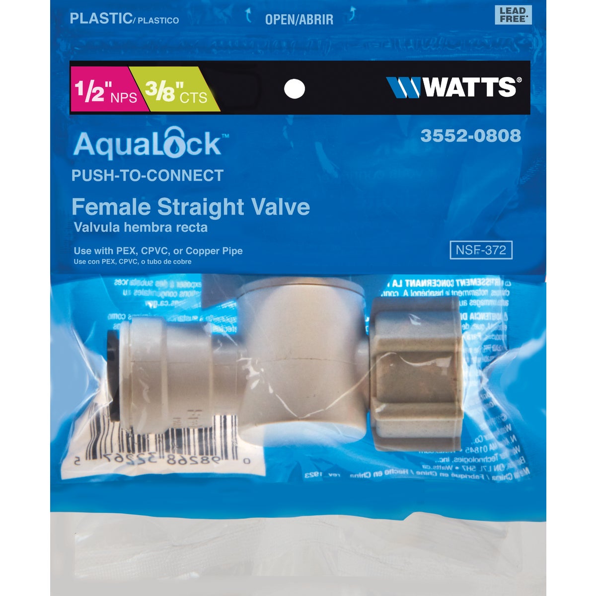 Watts 1/2 In. FPT X 3/8 In. CTS Plastic Push Valve Image 2