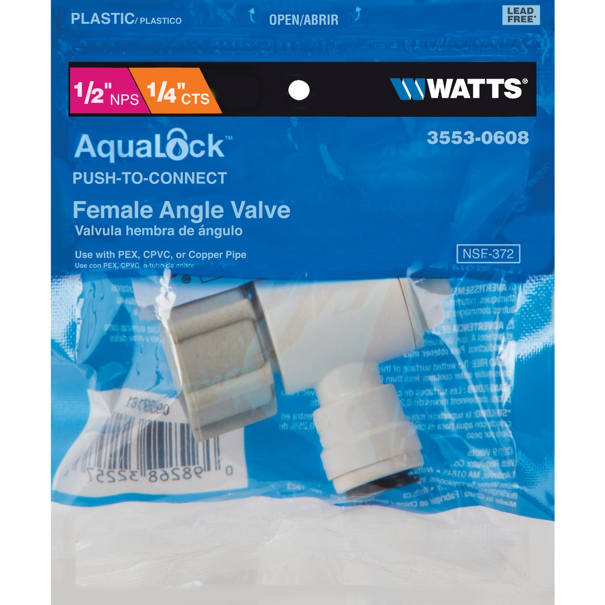 Watts 1/2 In. FPT X 1/4 CTS Quick Connect Stop Angle Valve Image 2
