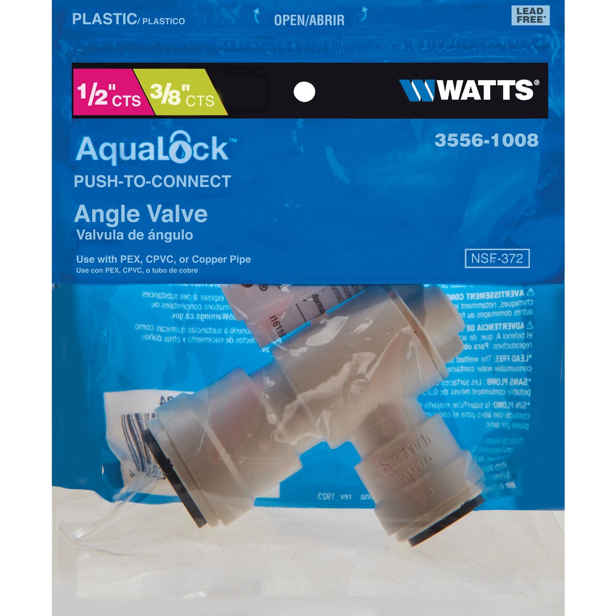 Watts 1/2 In. CTS X 1/2 In. OD Quick Connect Stop Angle Valve Image 2