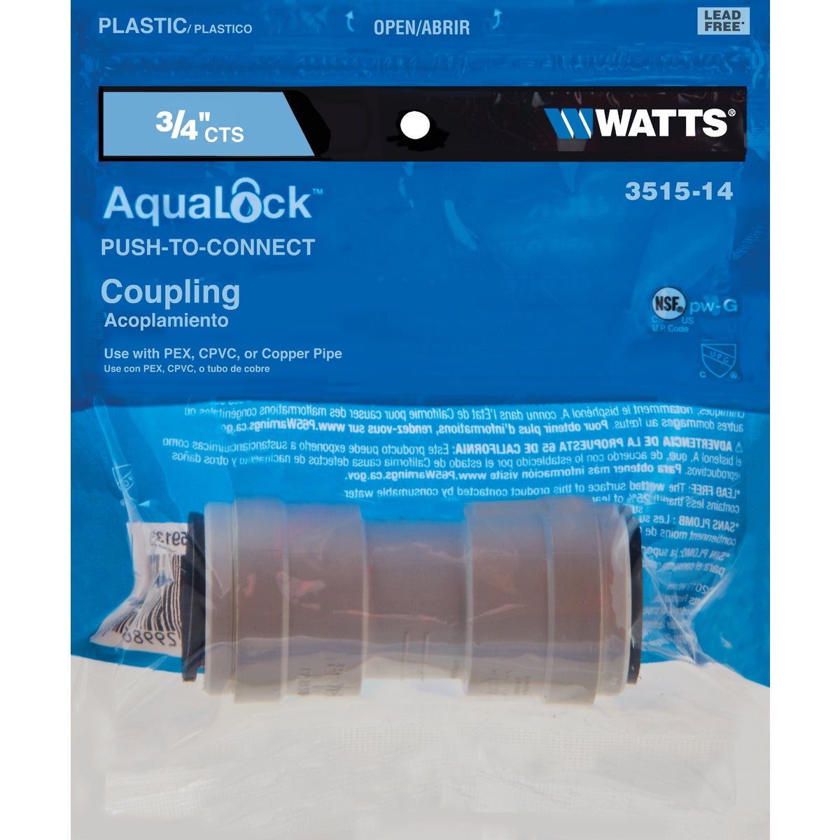 Watts 3/4 In. x 3/4 In. Quick Connect Plastic Coupling Image 2