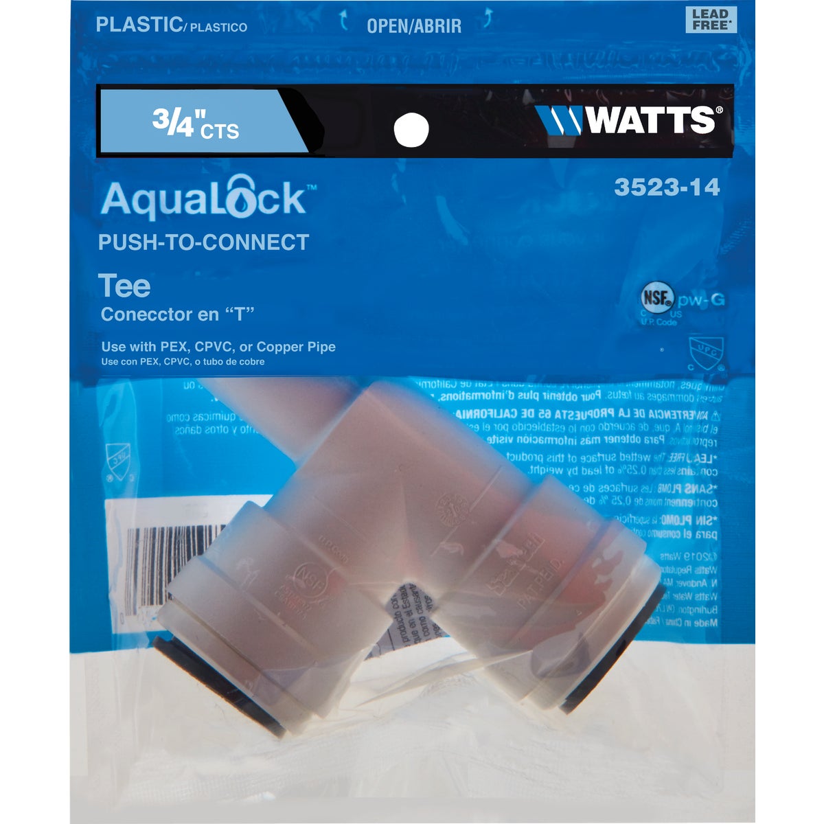Watts 3/4 In. x 3/4 In. x 3/4 In. Quick Connect Plastic Tee Image 2