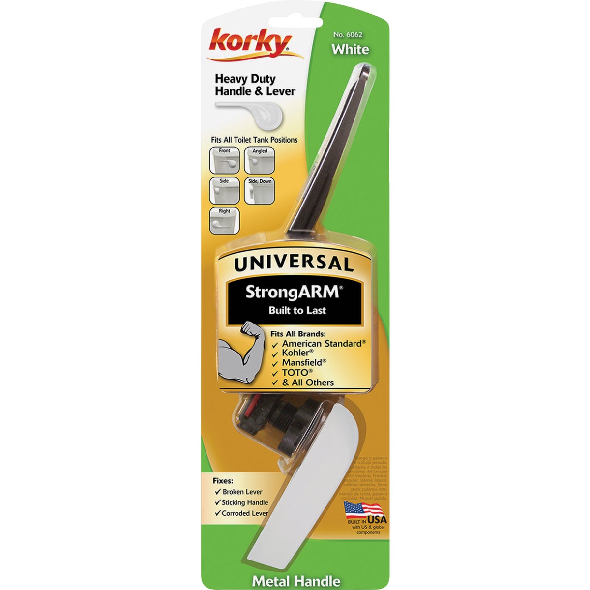 Korky StrongARM Universal White Tank Lever with Wave Style Handle Image 3