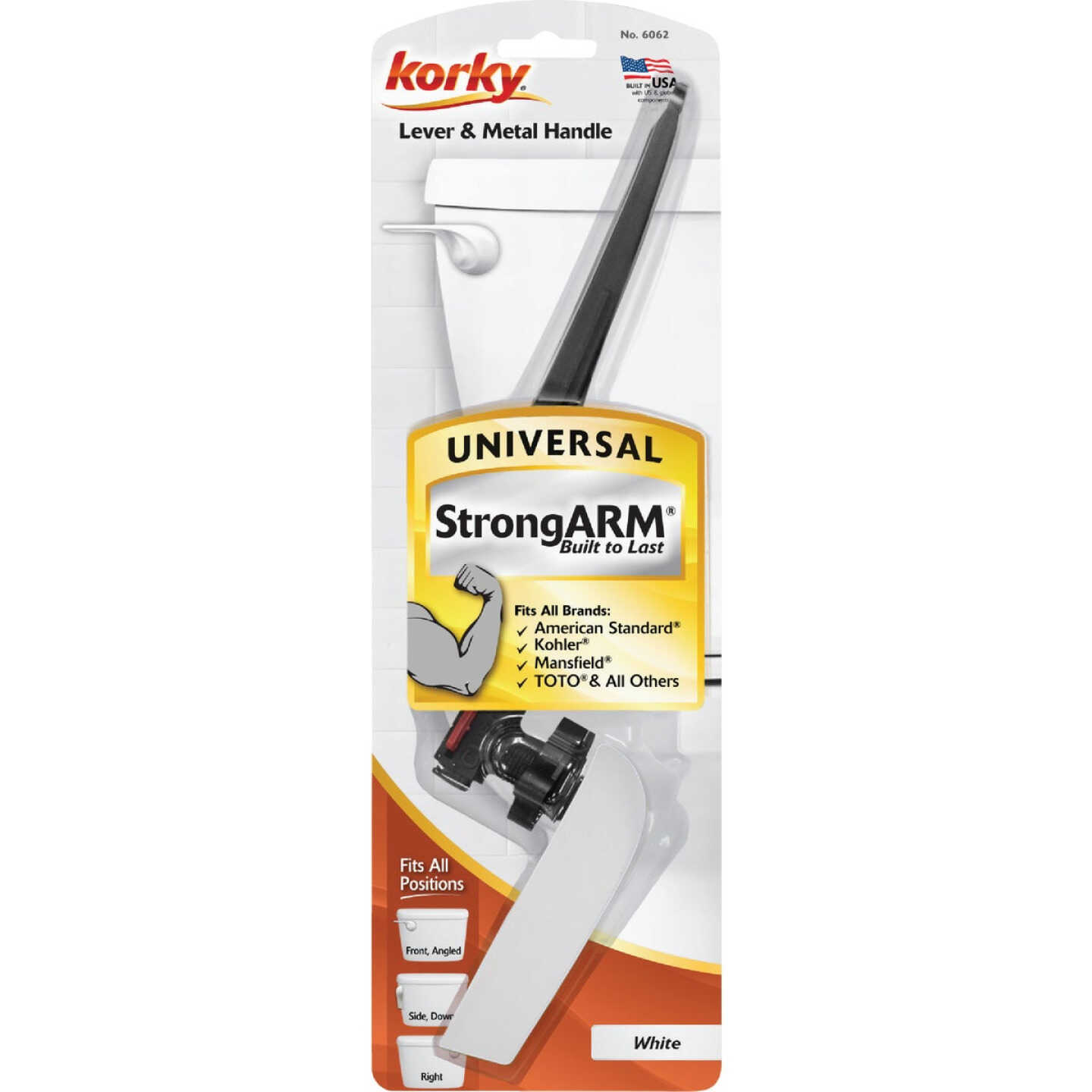 Korky StrongARM Universal White Tank Lever with Wave Style Handle Image 3