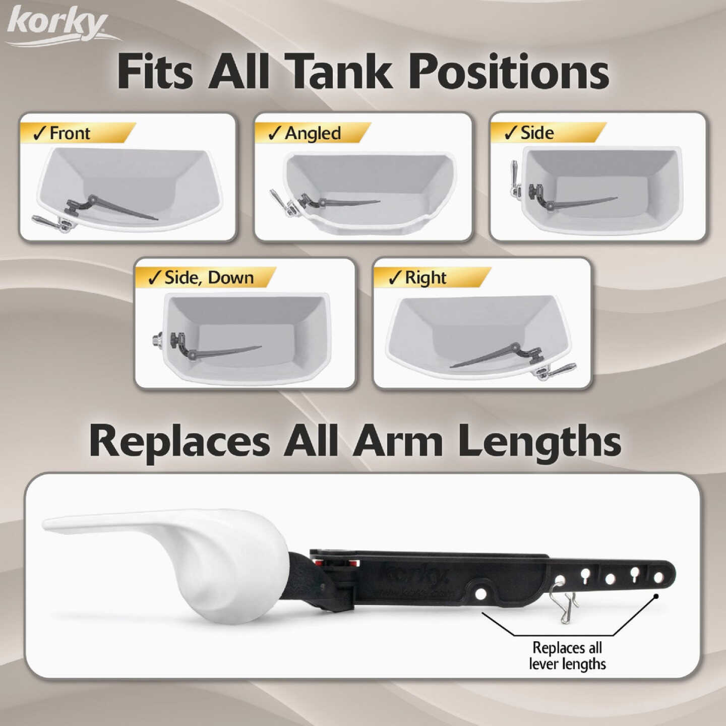 Korky StrongARM Universal White Tank Lever with Wave Style Handle Image 7