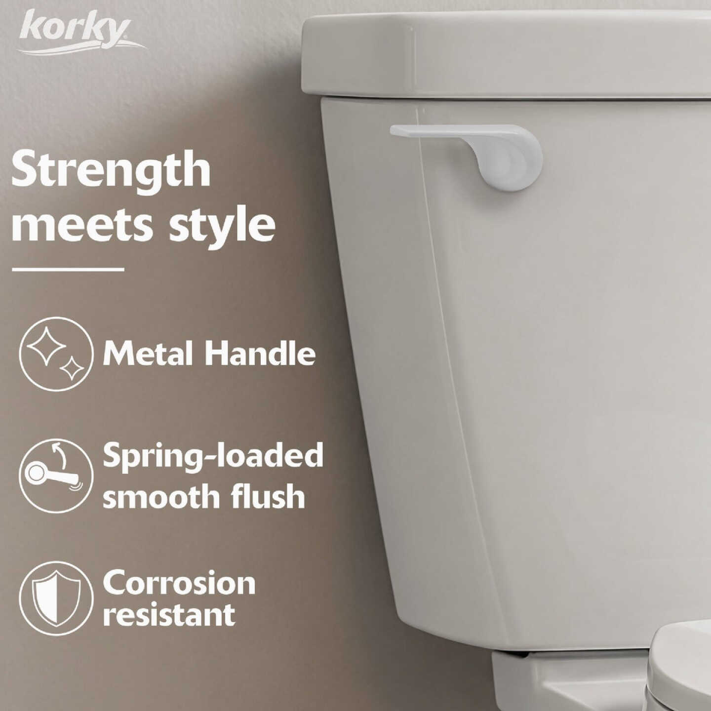 Korky StrongARM Universal White Tank Lever with Wave Style Handle Image 2