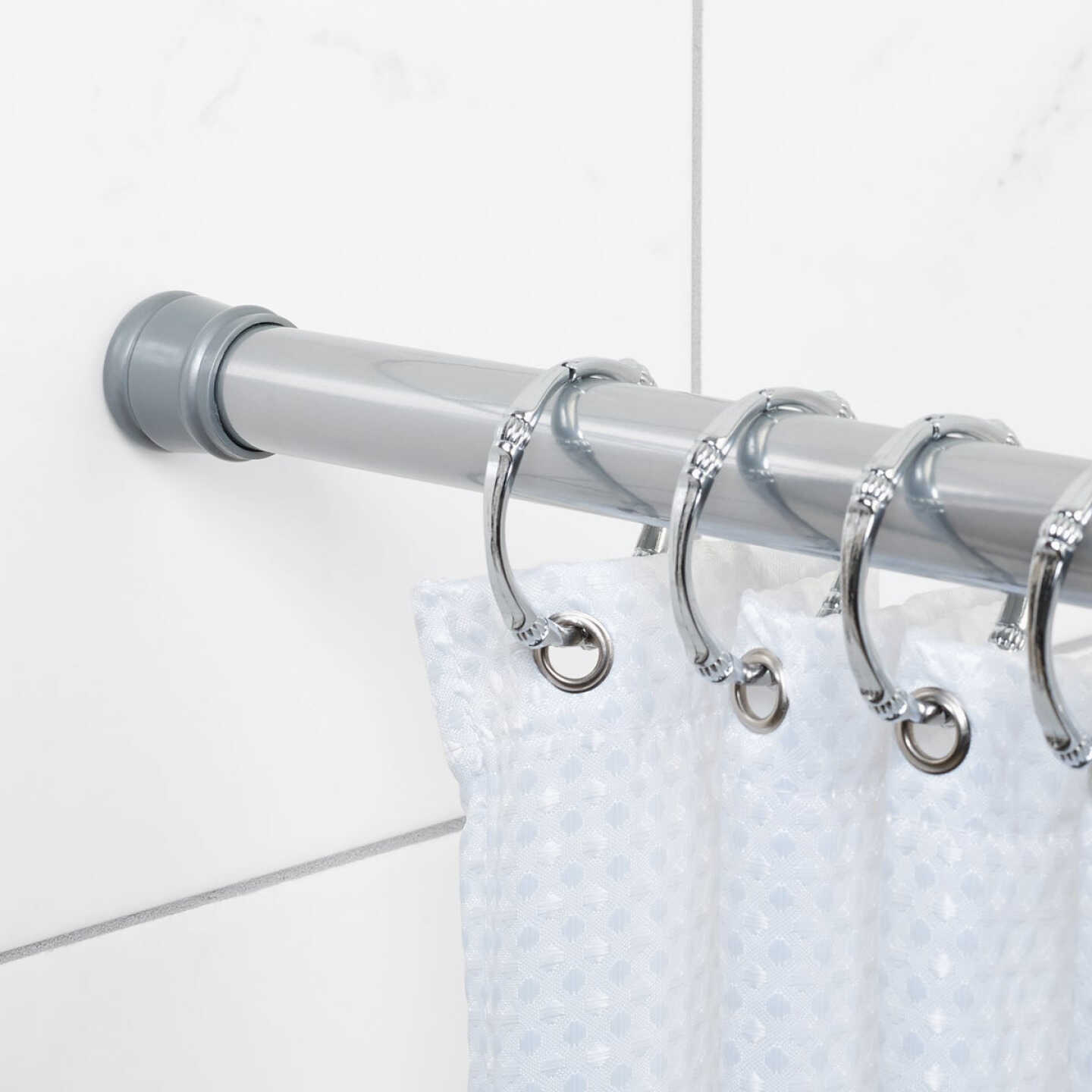 Zenith Zenna Home Straight 42 In. To 72 In. Adjustable Tension Shower Rod in Chrome Image 2