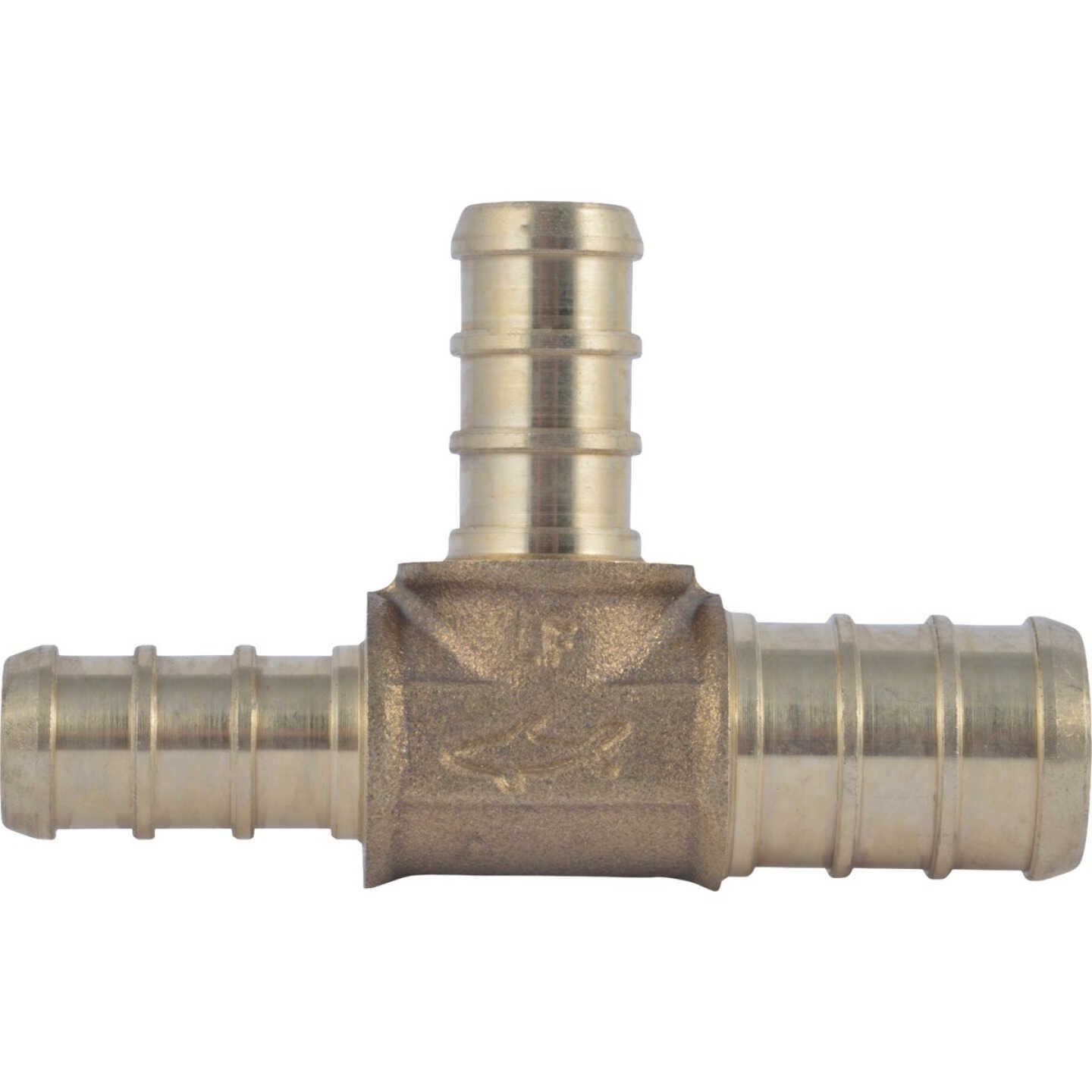 SharkBite 1/2 In. x 3/8 In. x 3/8 In. Barb Brass PEX Tee Image 3