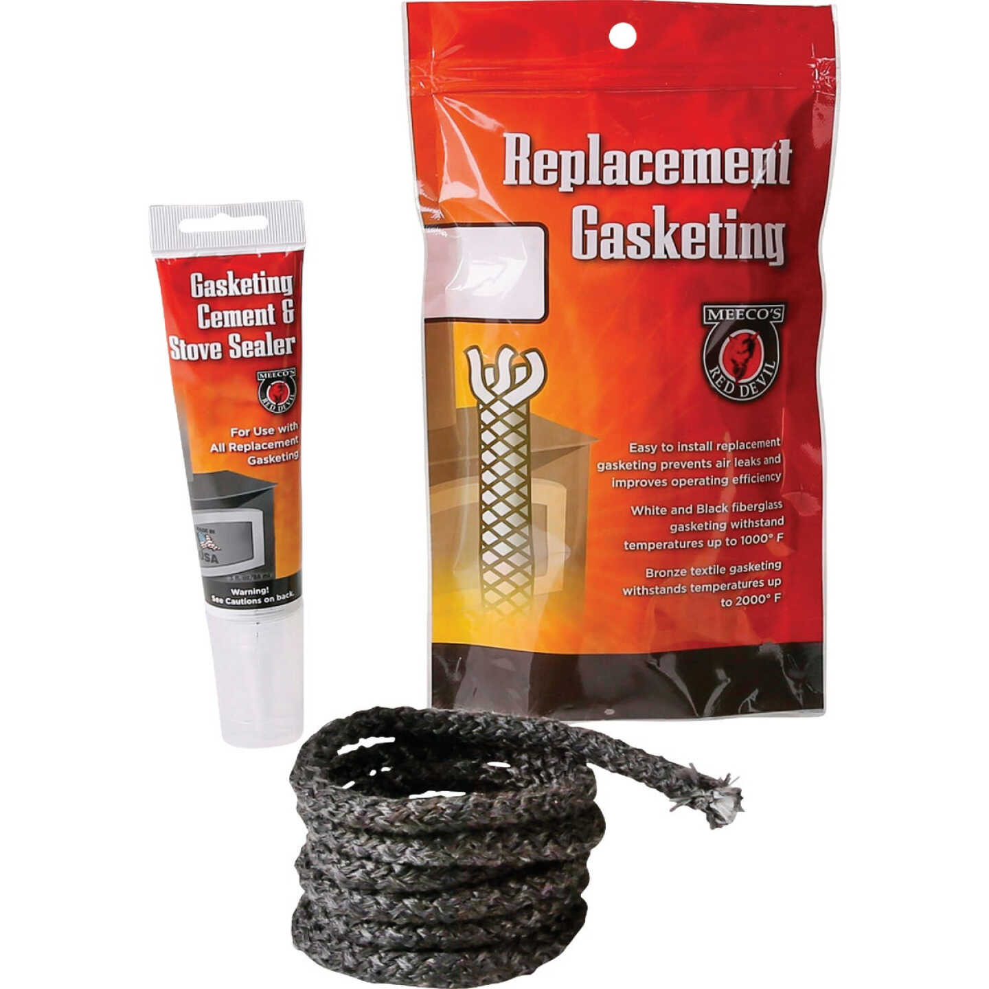 Meeco's Red Devil Gasketing Cement/Stove Sealer and 5/8 In. x 6 Ft. Replacement Tape Gasket Kit Image 1