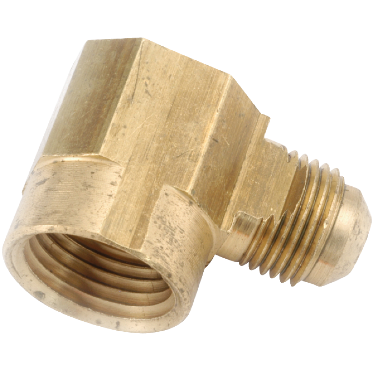 Anderson Metals 3/8 In. x 3/8 In. Female 90 Deg. Flare Brass Elbow (1/4 Bend) Image 1
