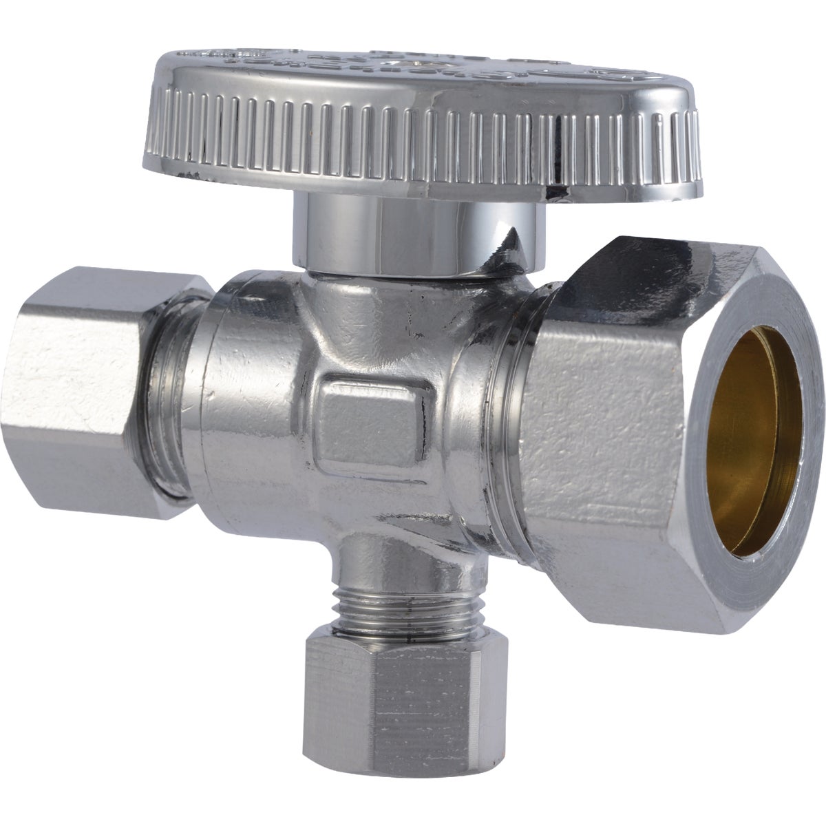 SharkBite 1/2 In.Compression x 3/8 In. OD Compression x 1/4 In. OD Compression Dual Outlet Stop Valve