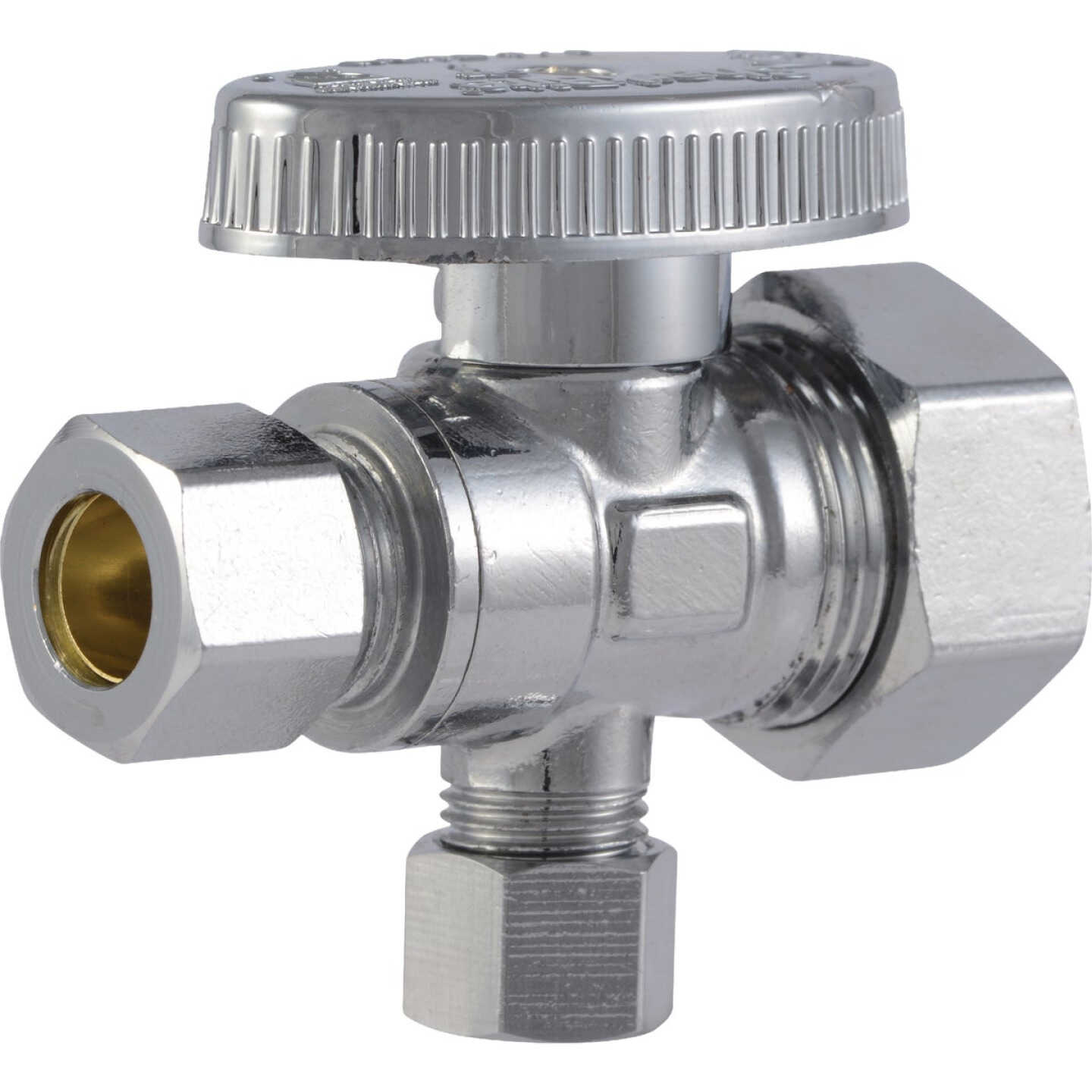 SharkBite 1/2 In.Compression x 3/8 In. OD Compression x 1/4 In. OD Compression Dual Outlet Stop Valve Image 3