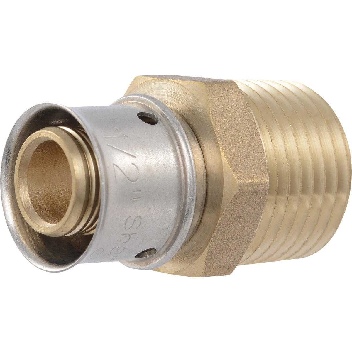 SharkBite 1/2 In. x 3/4 In. MNPT PEX Press Brass Adapter Image 3