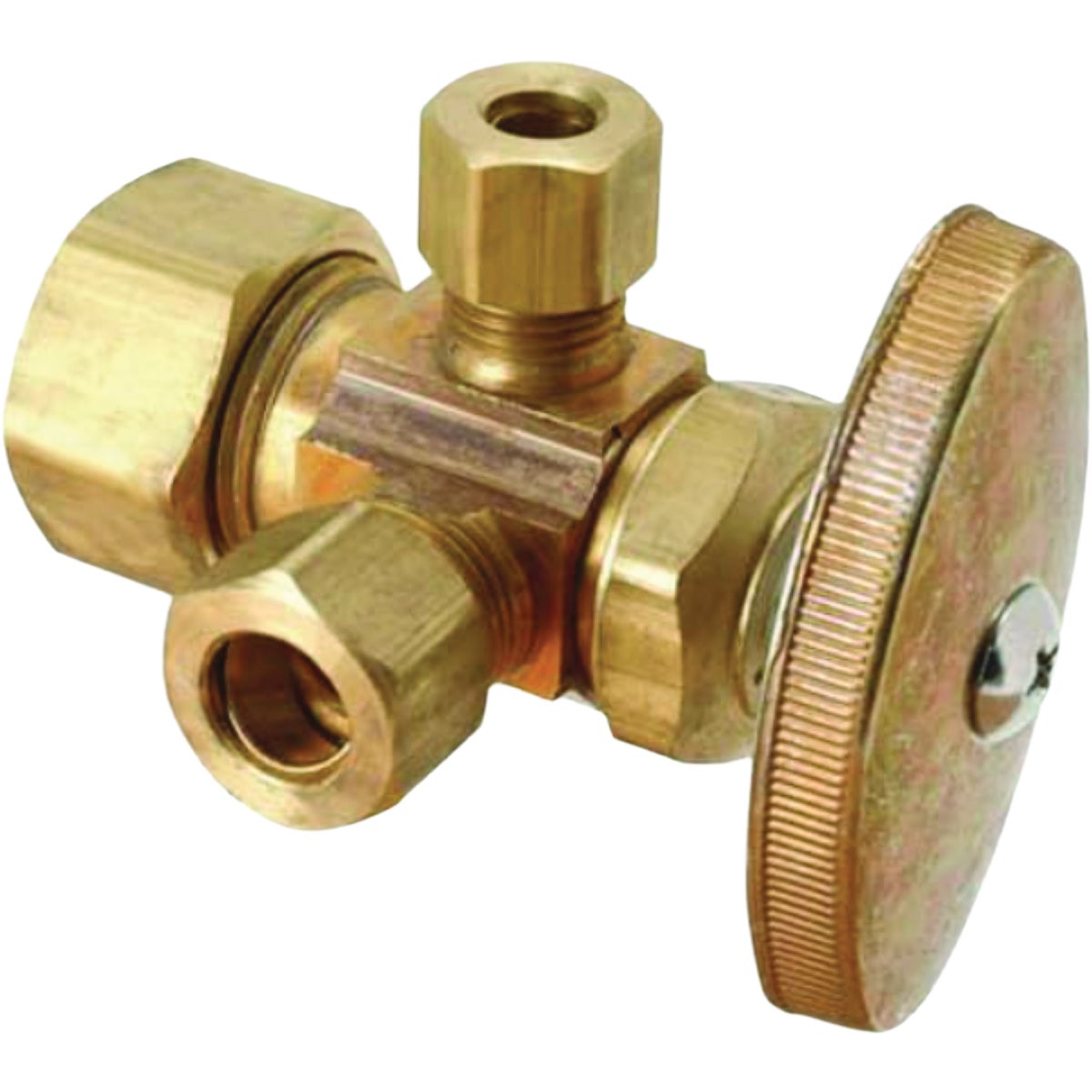 BrassCraft 5/8 In. x 3/8 In. x 3/8 In. Brass Dual Outlet Stop Valve