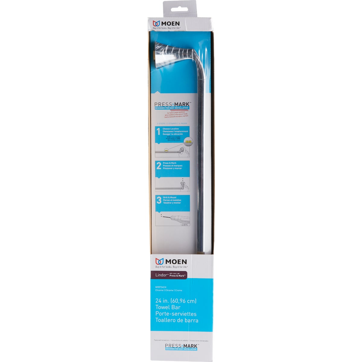 Moen Lindor 24 In. Towel Bar, Chrome Image 3