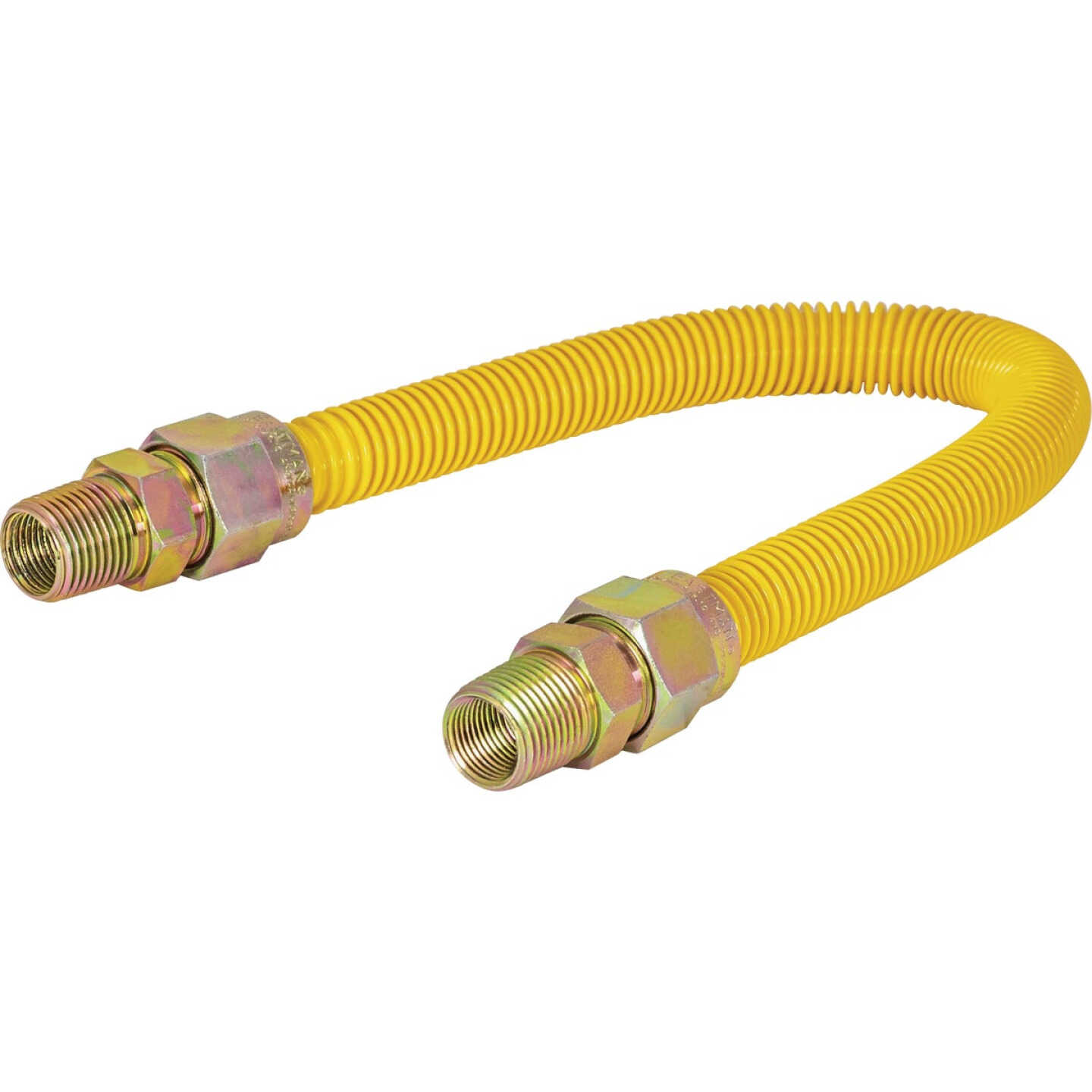 Eastman 5/8 In. OD x 24 In. 1/2 In. MIP (Tapped 3/8 In. FIP) x 1/2 In. MIP (Tapped 3/8 In. FIP) Coated Stainless Steel Gas Connector Image 1