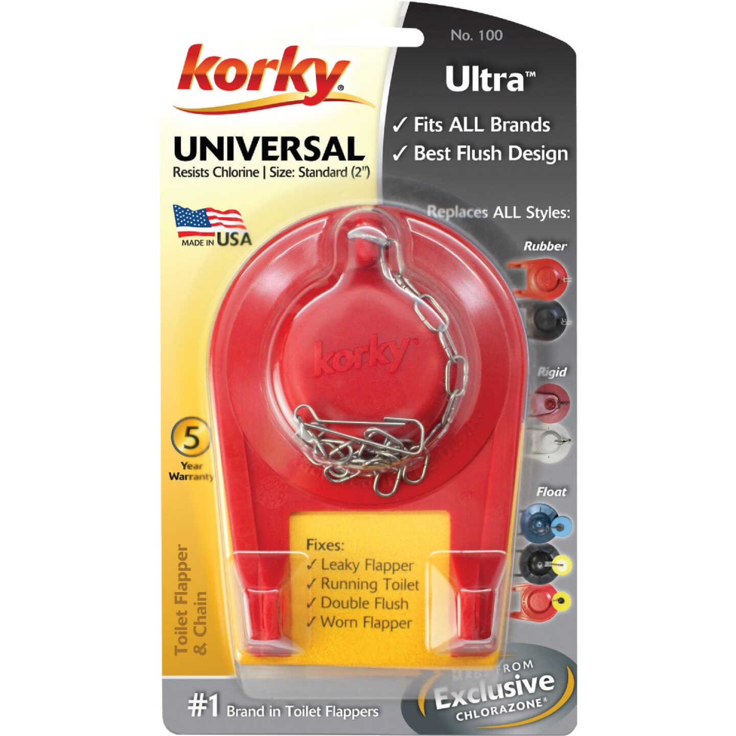 Korky Ultra Universal High Performance Red Flapper Image 6