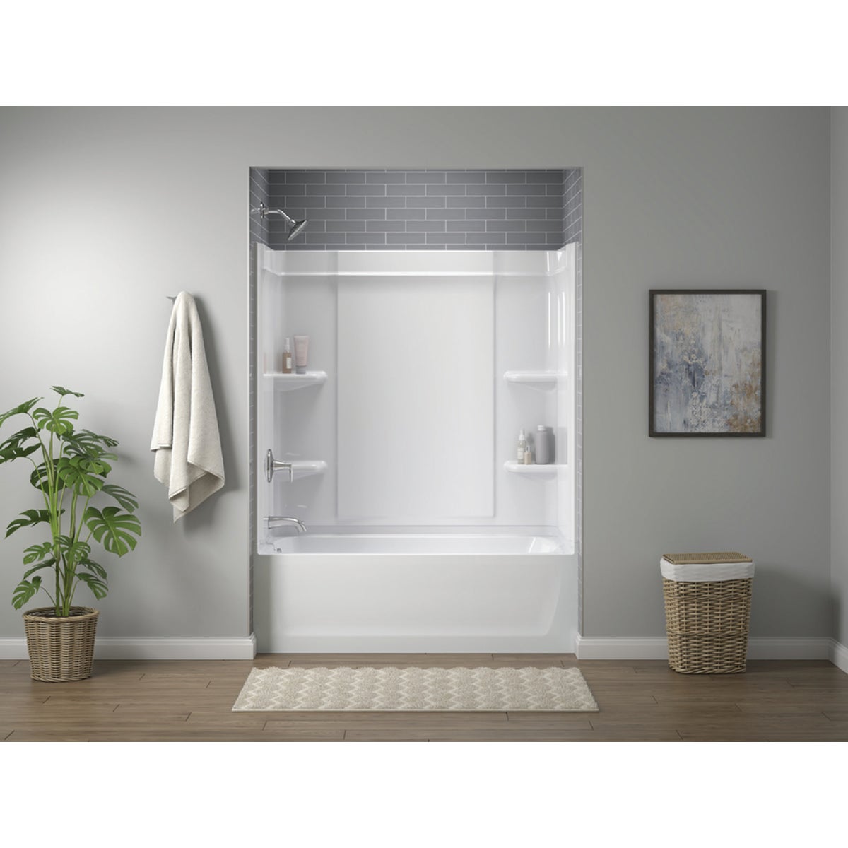 Sterling Ensemble 60 In. L x 33-1/4 In. W x 55-1/4 In. H 3-Piece Wall Set in White Image 2