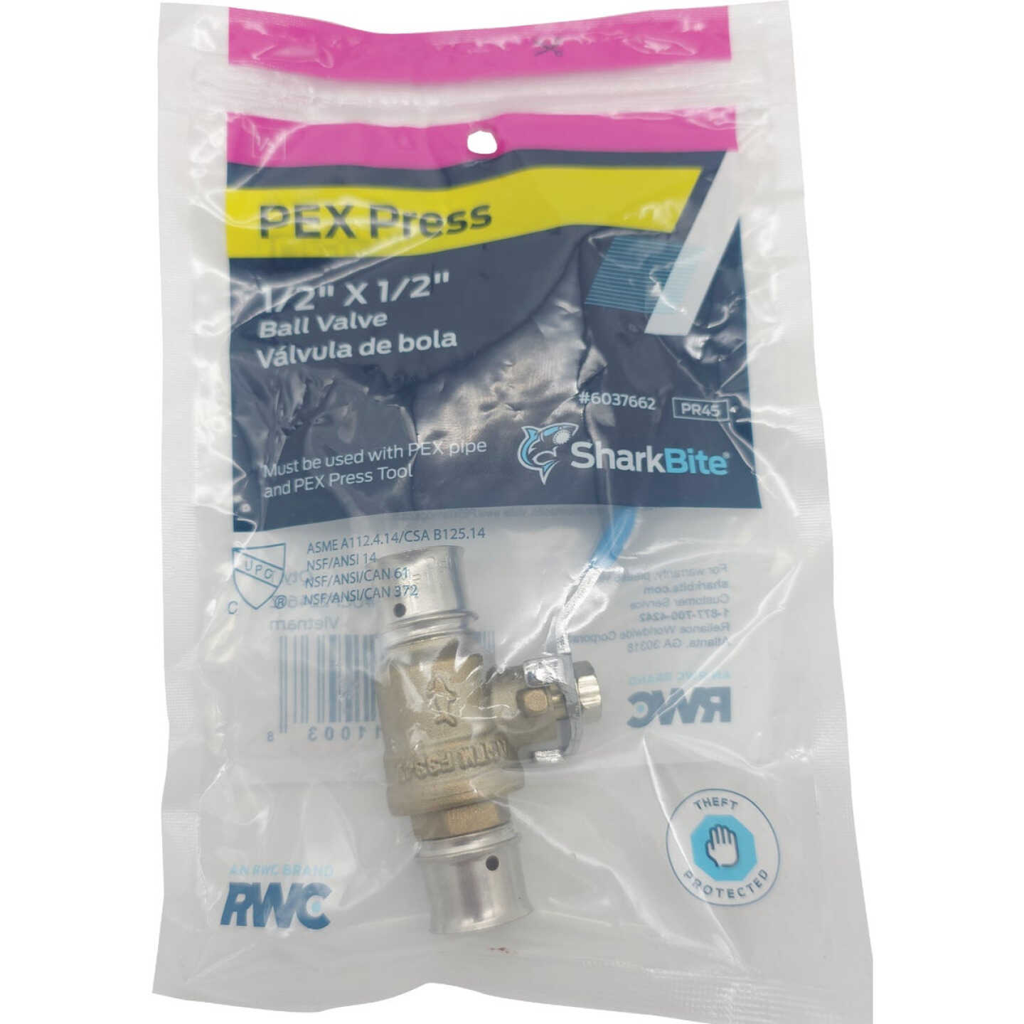 SharkBite 1/2 In. PEX Press Brass Ball Valve Image 2