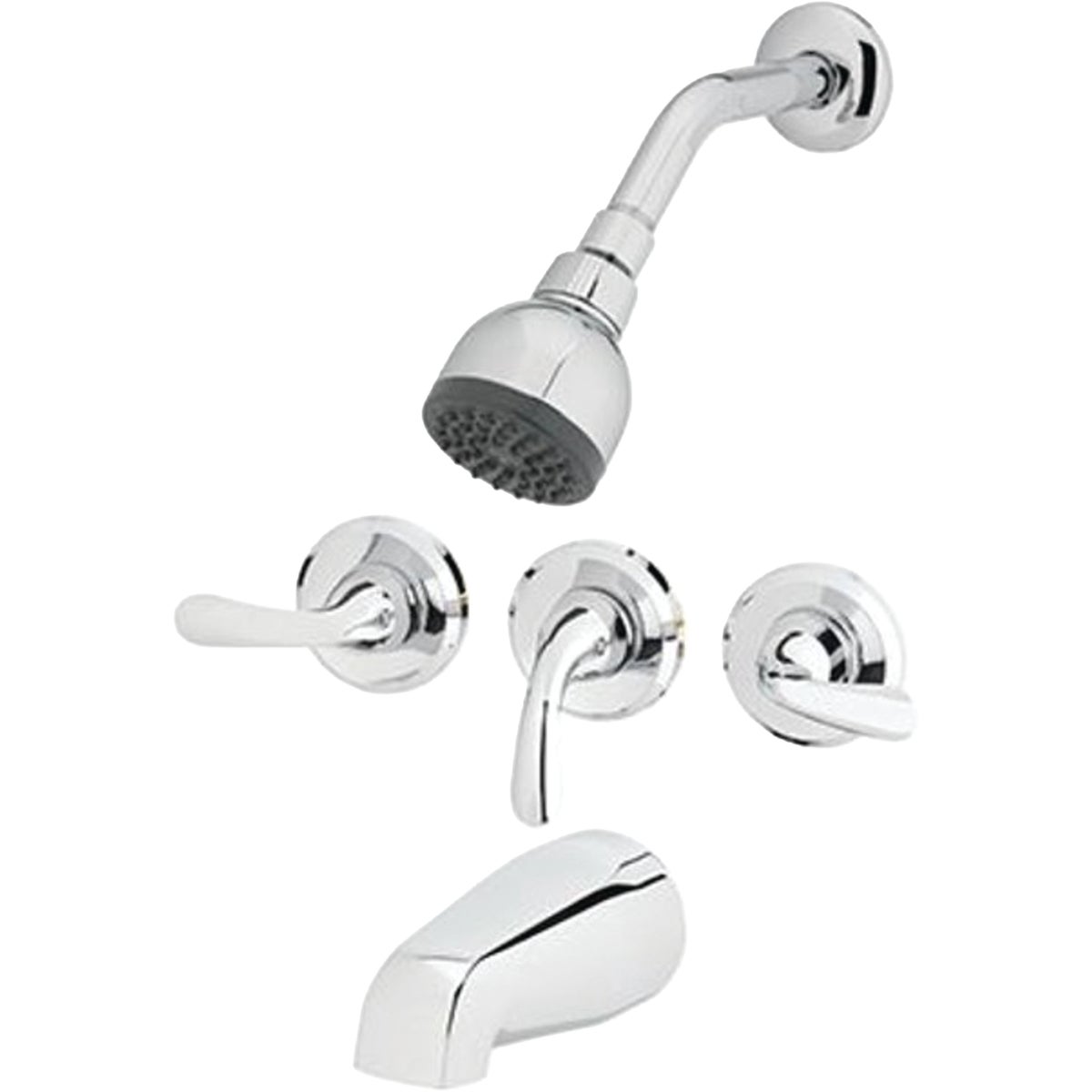 Homepointe Shower Faucet, Non-Pressure Balancing, 3-Handle, Chrome