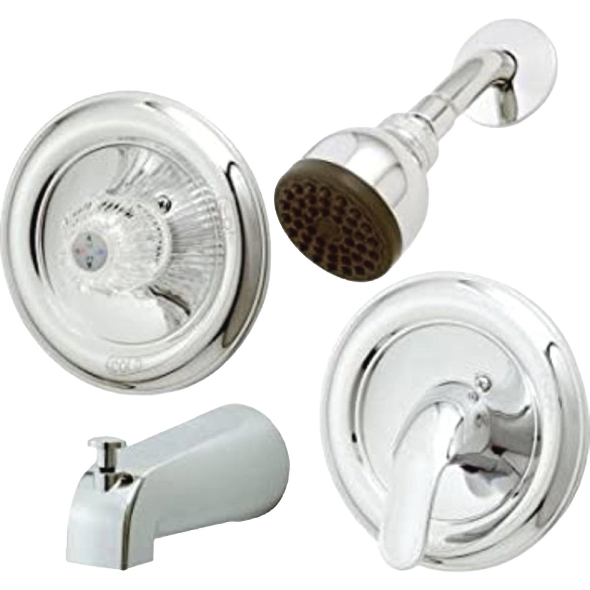 Homepointe Tub & Shower Faucet + Showerhead, Pressure-Balancing, Acrylic Handle or Metal Lever, Chrome