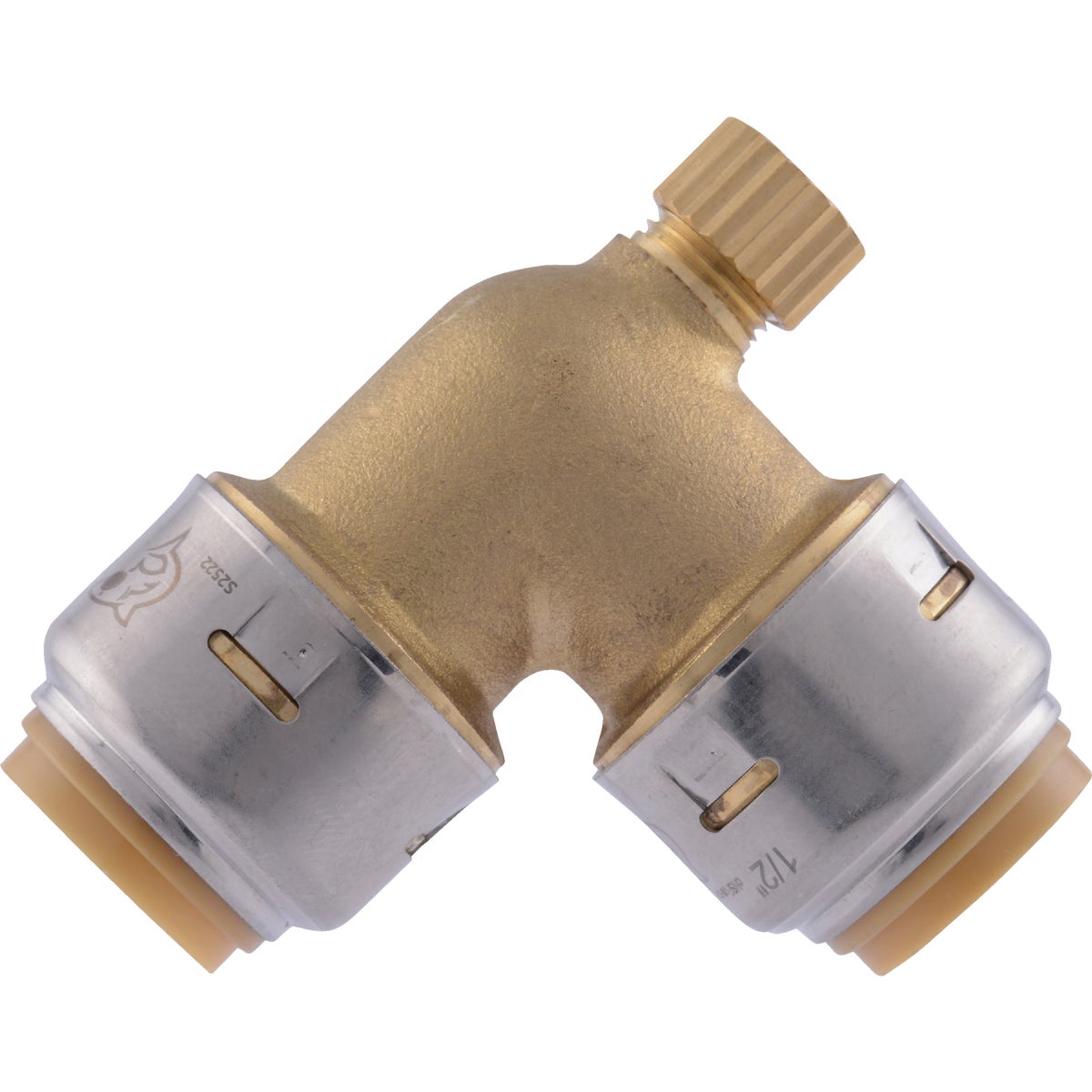 SharkBite 1/2 In x 1/2 In. 90 Deg. Push-to-Connect Brass Elbow with Drain Image 5