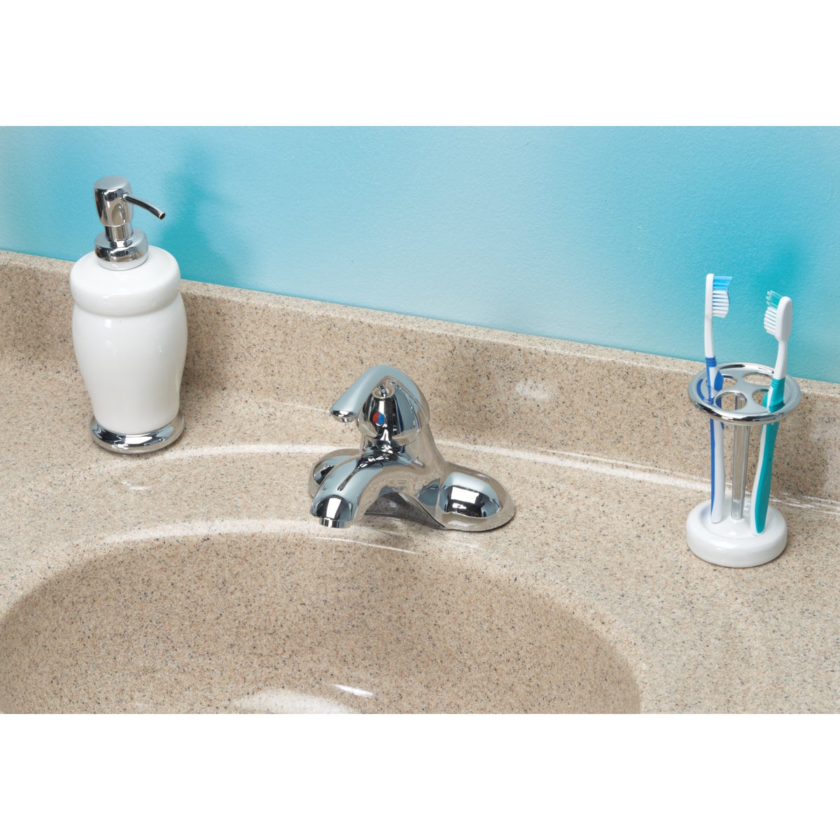 Home Impressions Chrome 1-Handle Lever 4 In. Centerset Bathroom Faucet with Pop-Up Image 2