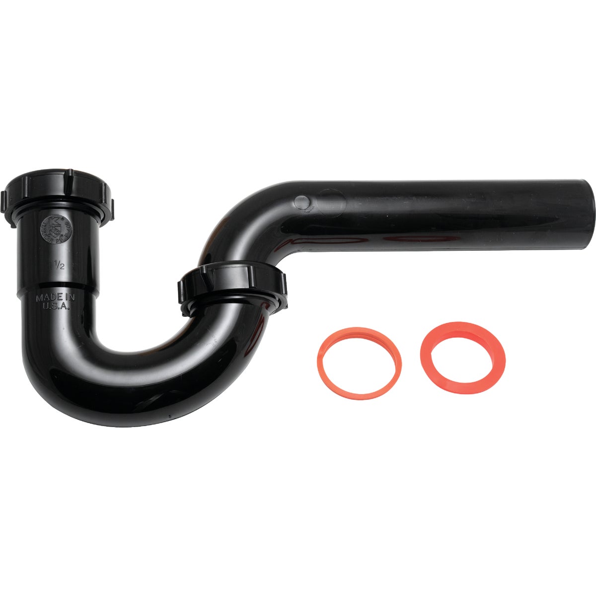 Keeney 1-1/2 In. to 1-1/4 In. Black Plastic P-Trap with Reducer Washer