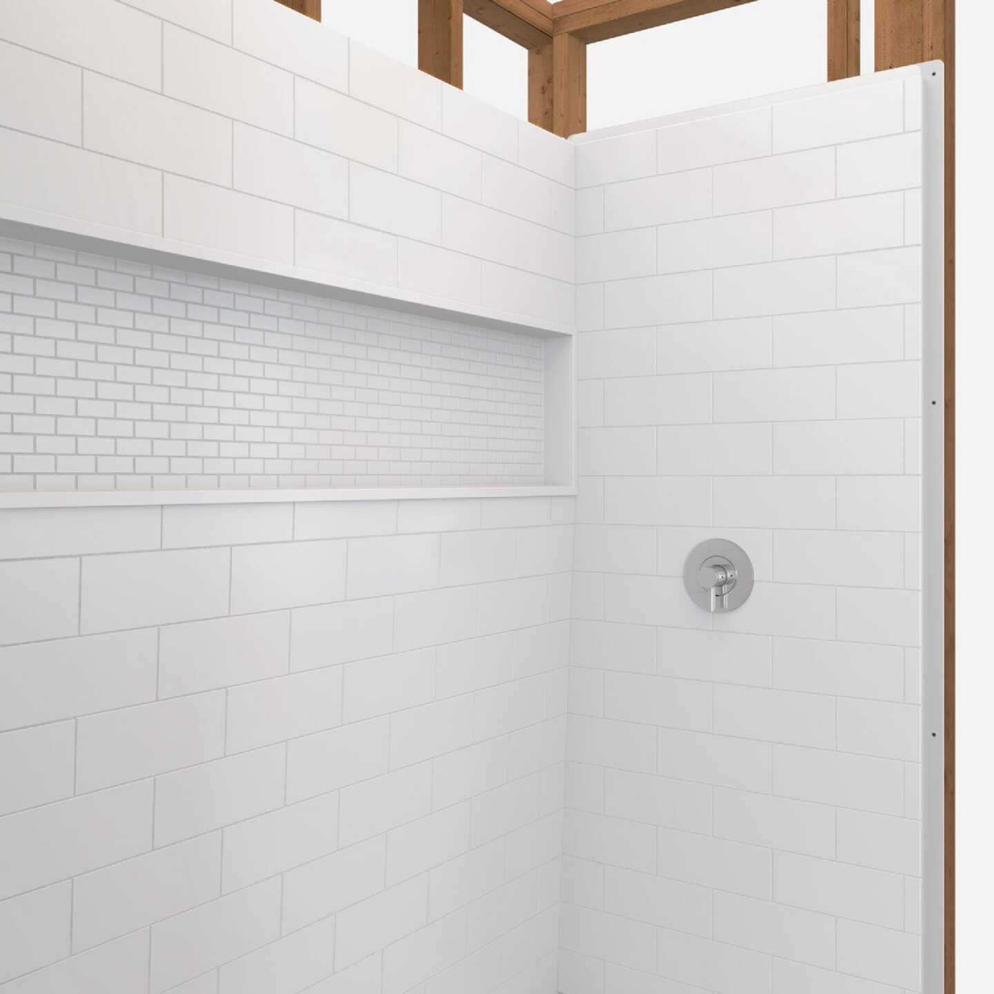 Bootz NexTile 6030 60 In. x 74 In. x 30 In. Direct-to-Stud Shower Wall Kit in White (4-Piece) Image 5