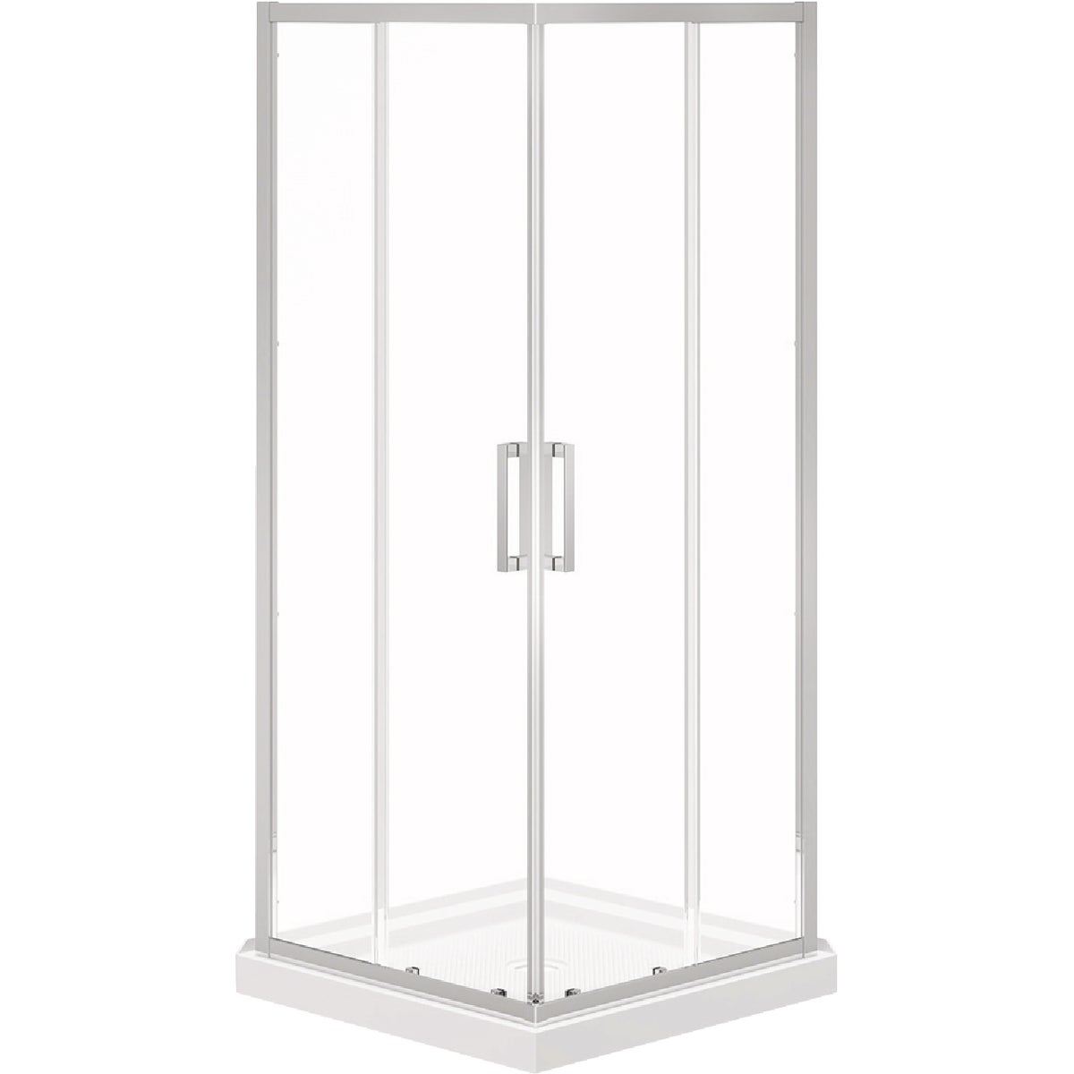 Maax Scarlet 32 In. L x 32 In. D x 78-3/4 In. H Acrylic Corner Drain Shower Kit in White with Clear Glass in Chrome