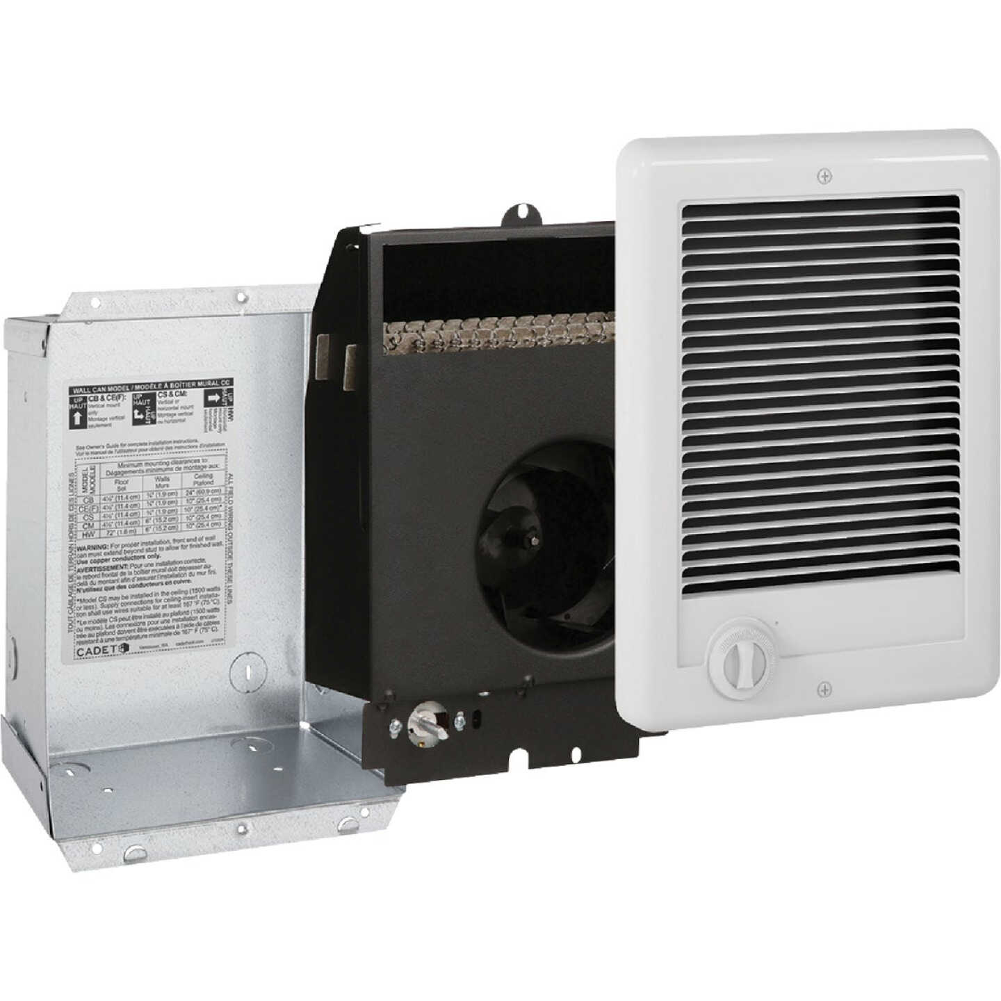 Cadet Com-Pak 1500W 240V Wall Heater with Thermostat, White Image 6