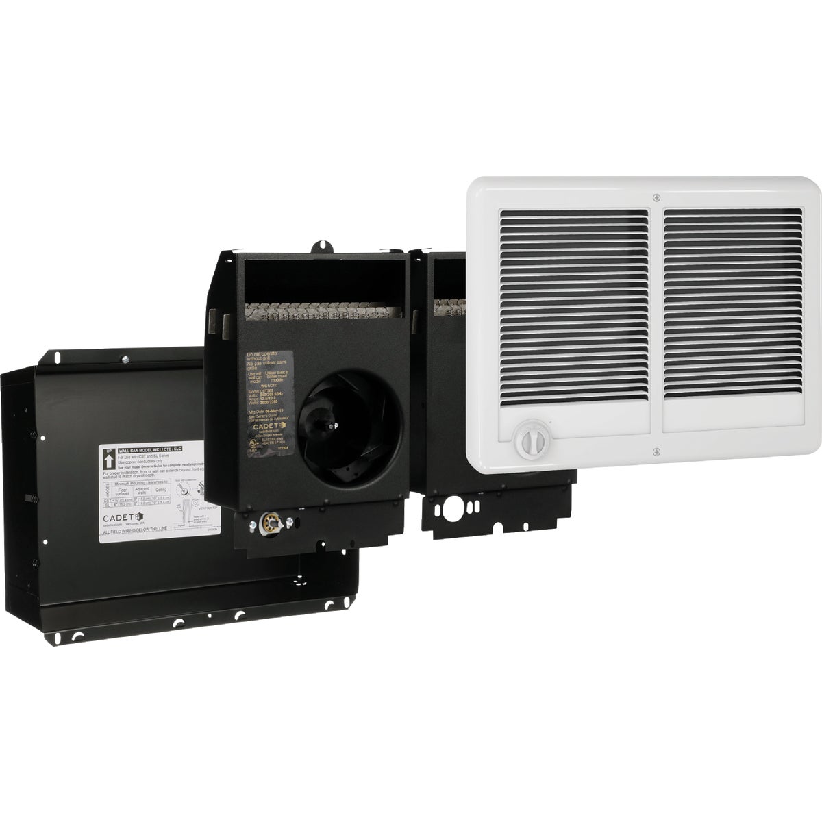 Cadet Com-Pak 4000W 240V Twin Complete Wall Heater with Thermostat, White Image 5