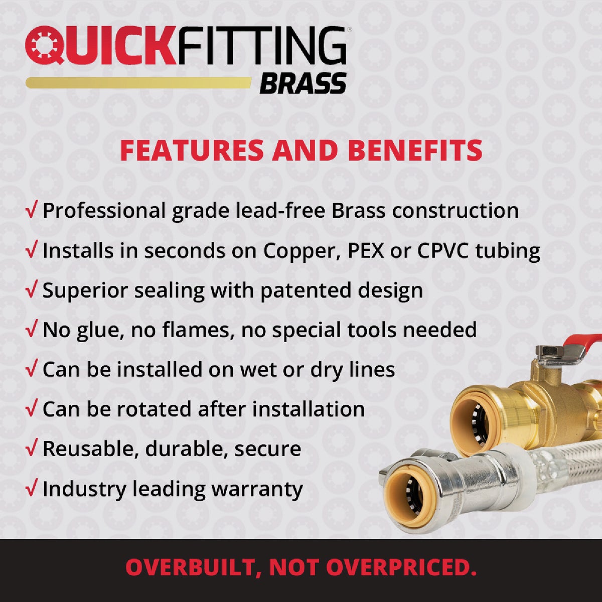 QuickFitting 1/2 In. Push-to-Connect Straight Stop Valve x 7/8 In. Ballcock x 12 In. Braided Stainless Steel Toilet Connector Hose Image 3
