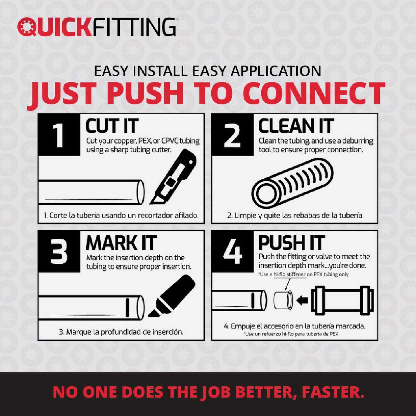 QuickFitting 1/2 In. Push-to-Connect Straight Stop Valve x 7/8 In. Ballcock x 12 In. Braided Stainless Steel Toilet Connector Hose Image 2