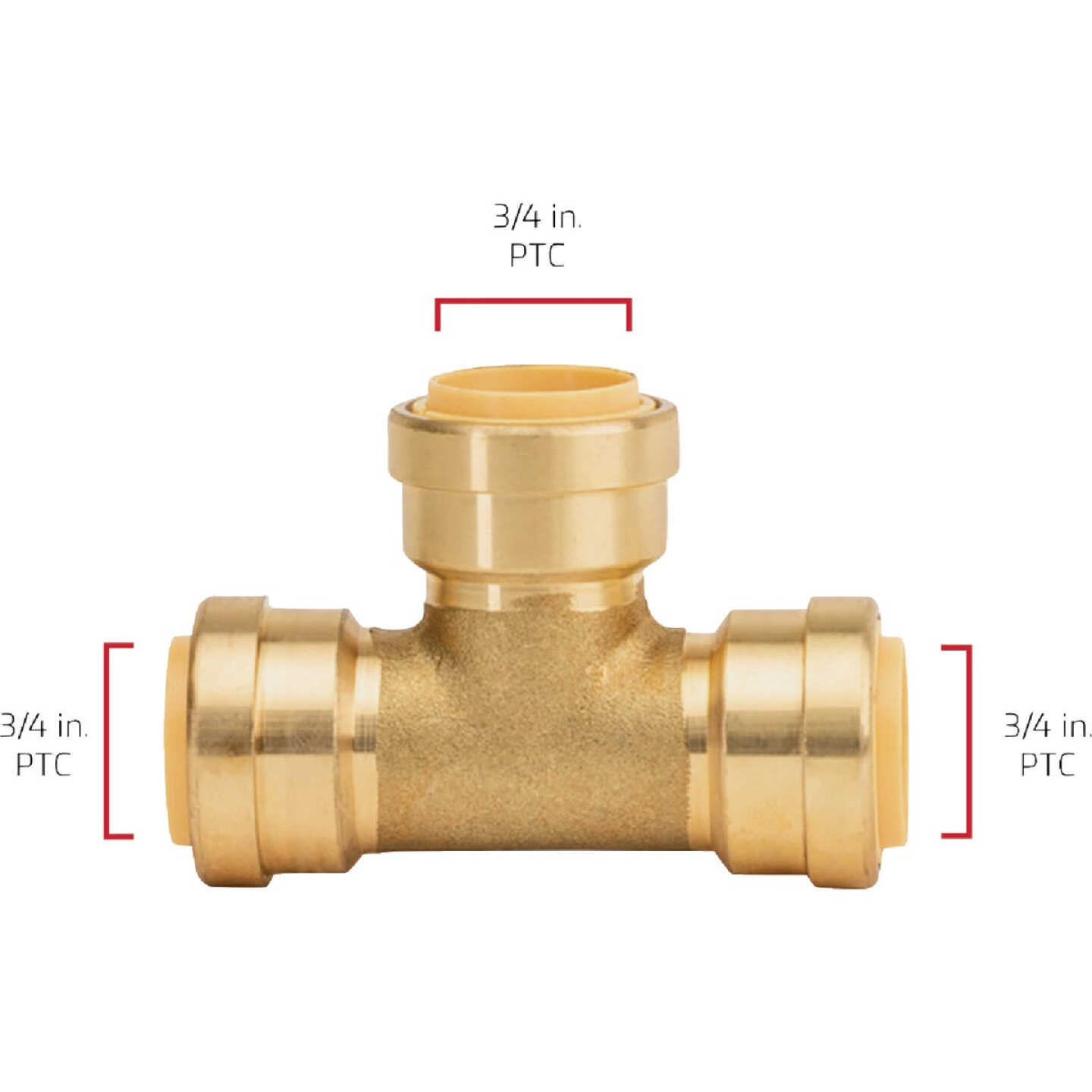 QuickFitting 3/4 In. x 3/4 In. x 3/4 In. Push-to-Connect Brass Tee Image 5