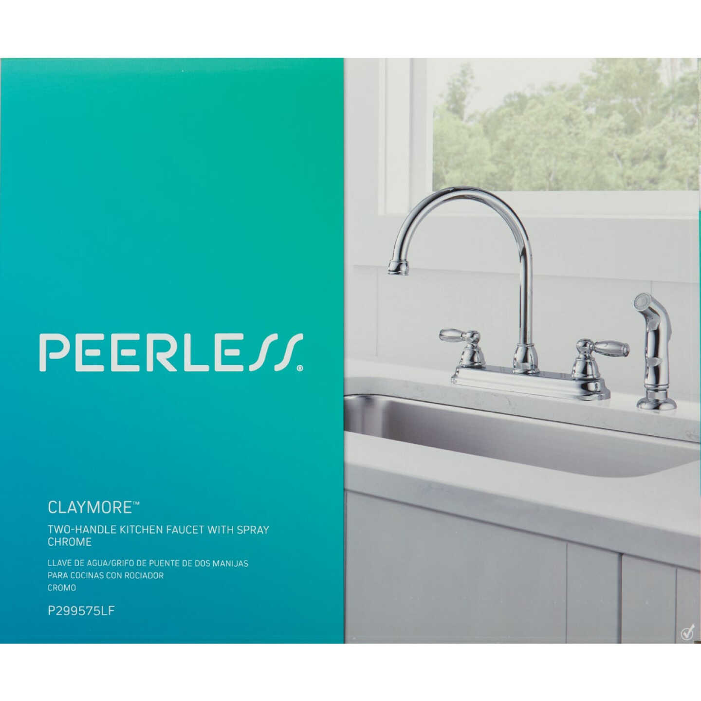Peerless 2-Handle Lever Kitchen Faucet with Side Spray, Chrome Image 3
