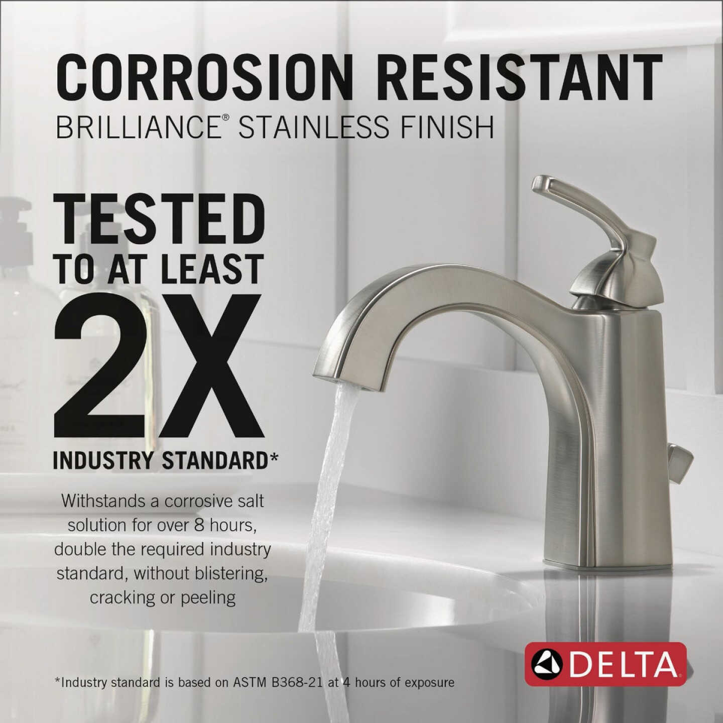 Delta Flynn Stainless Single-Handle 4 In. Centerset Bathroom Faucet Image 3