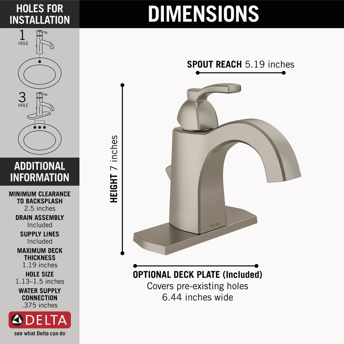 Delta Flynn Stainless Single-Handle 4 In. Centerset Bathroom Faucet Image 2
