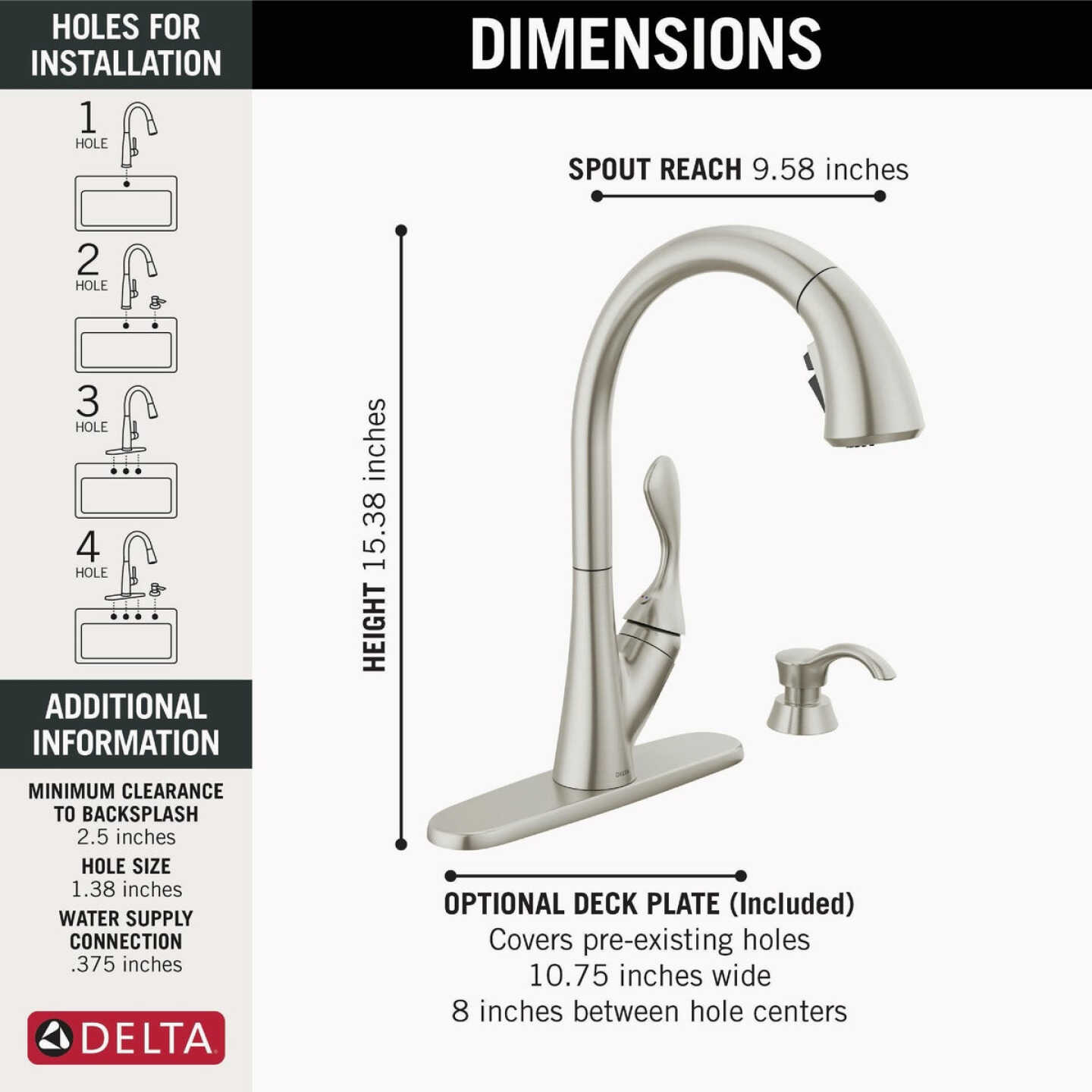 Delta Ashton Stainless Steel High-Arc Kitchen Faucet With Pull-Down ShieldSpray + Soap Dispenser Image 4