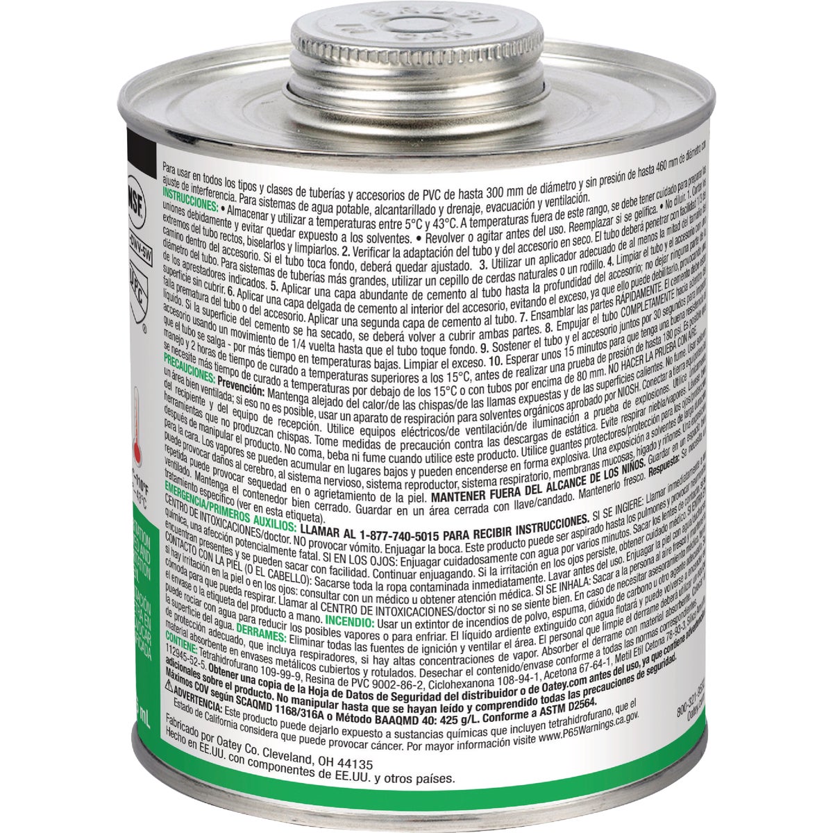 Oatey 32 Oz. Low Voc Heavy Bodied Heavy-Duty Clear PVC Cement Image 2