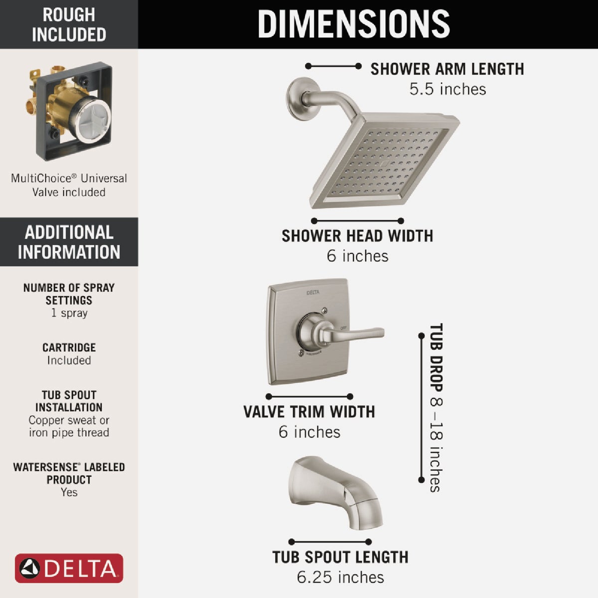 Delta Geist Brushed Nickel Single-Handle Tub and Shower Faucet Image 2