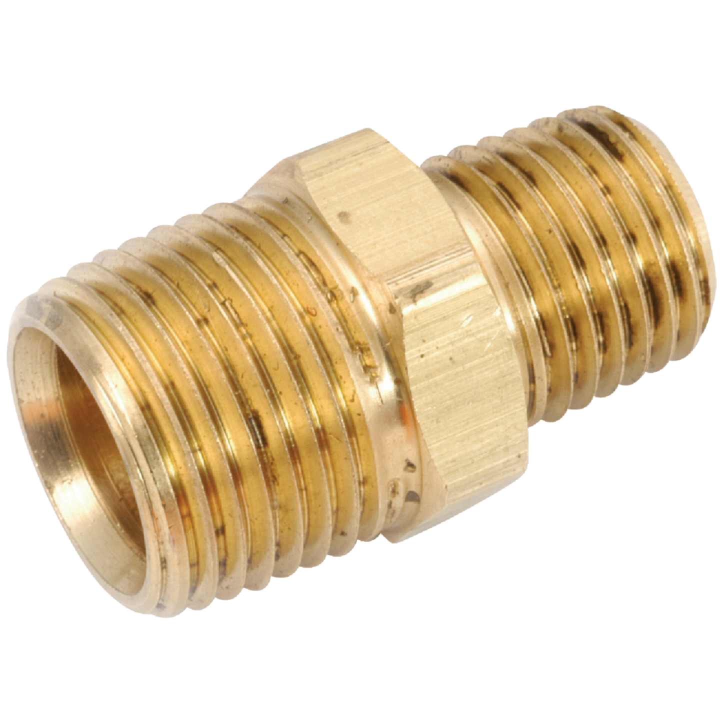 Anderson Metals 3/8 In. x 1/4 In. Reducing Hex Red Brass Nipple Image 1