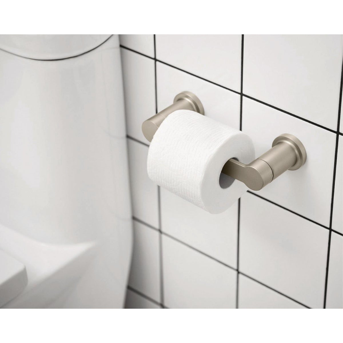 Moen Rinza Wall Mount Pivoting Toilet Paper Holder, Spot Resist Brushed Nickel Image 2