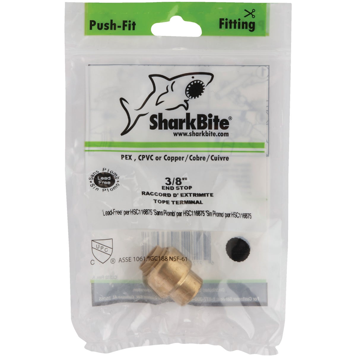 SharkBite 3/8 In. (1/2 In. OD) Push-to-Connect Brass End Push Cap Image 2