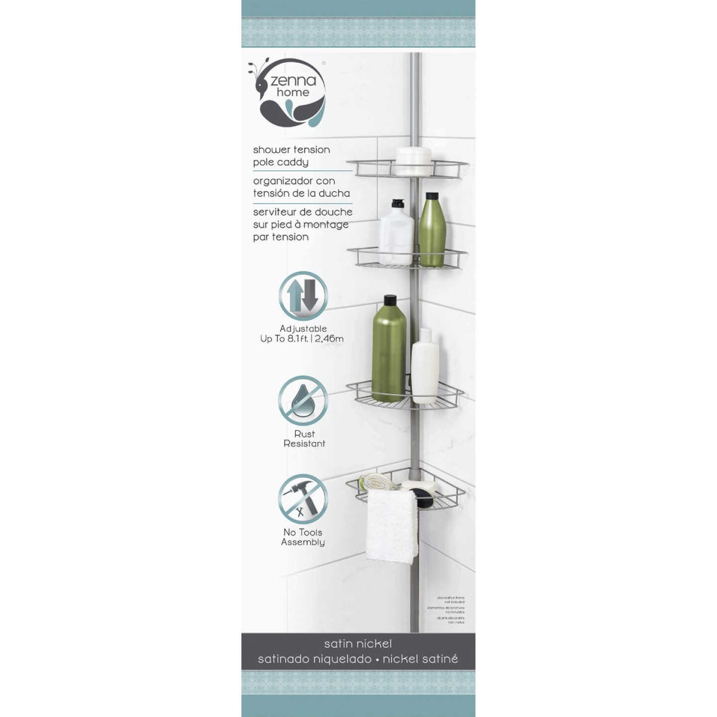 Zenith Zenna Home Metal 12 In. x 97 In. Shower Caddy Image 5