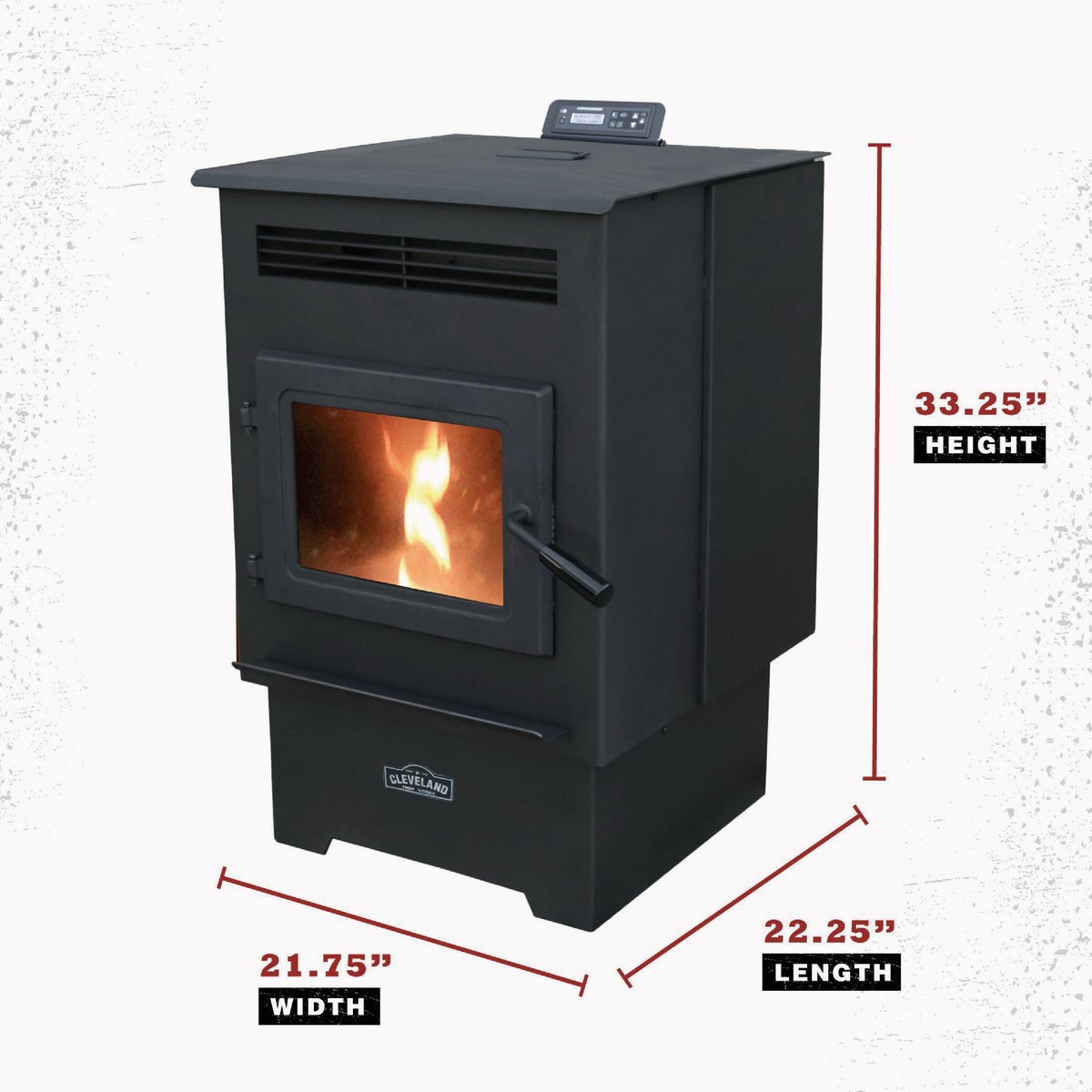 Cleveland Iron Works 2200 Sq. Ft. No. 200 Pellet Stove with 60 Lb. Hopper Image 2