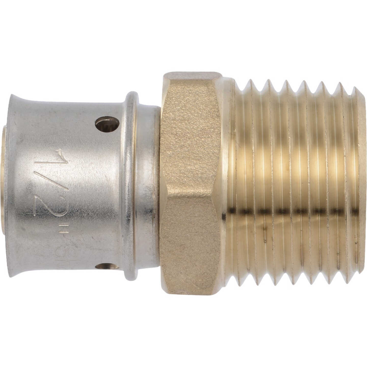 SharkBite 1/2 In. x 1/2 In. MNPT PEX Press Brass Adapter Image 1